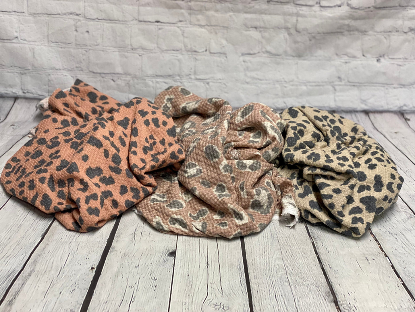 Waffle Sweater Knit Leopard Cheetah Animal print By The Yard Soft Cozy Thermal Knit Baby Clothes, Bows