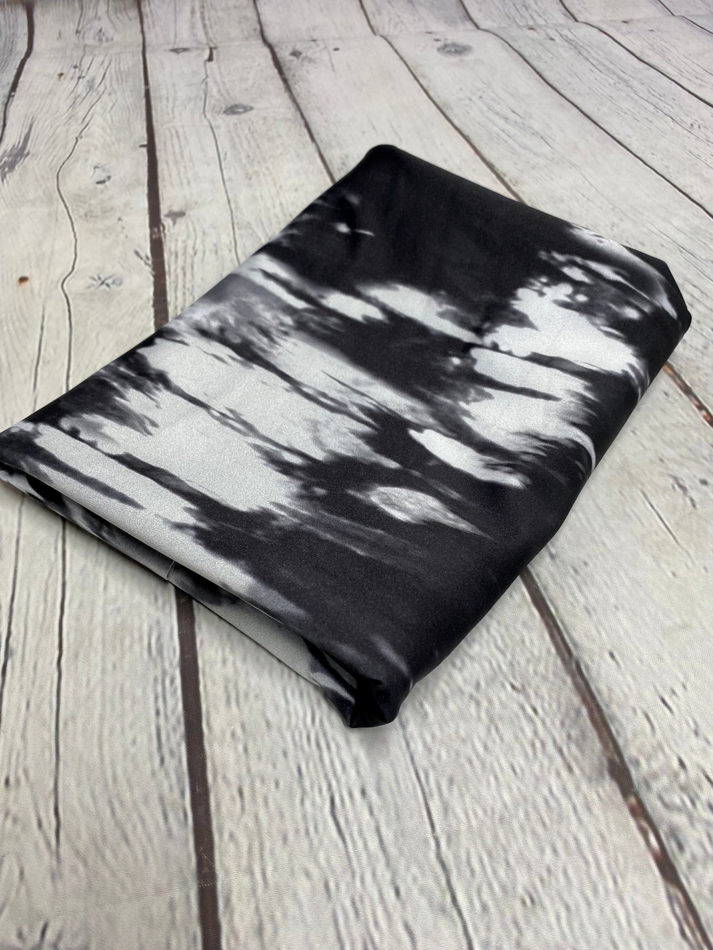 4 Way Stretch Print Nylon Spandex Fabric By The Yard Tricot Swim Wear Bikini Active Wear Space Acid Wash Tie Dye Black White Print 280 GSM