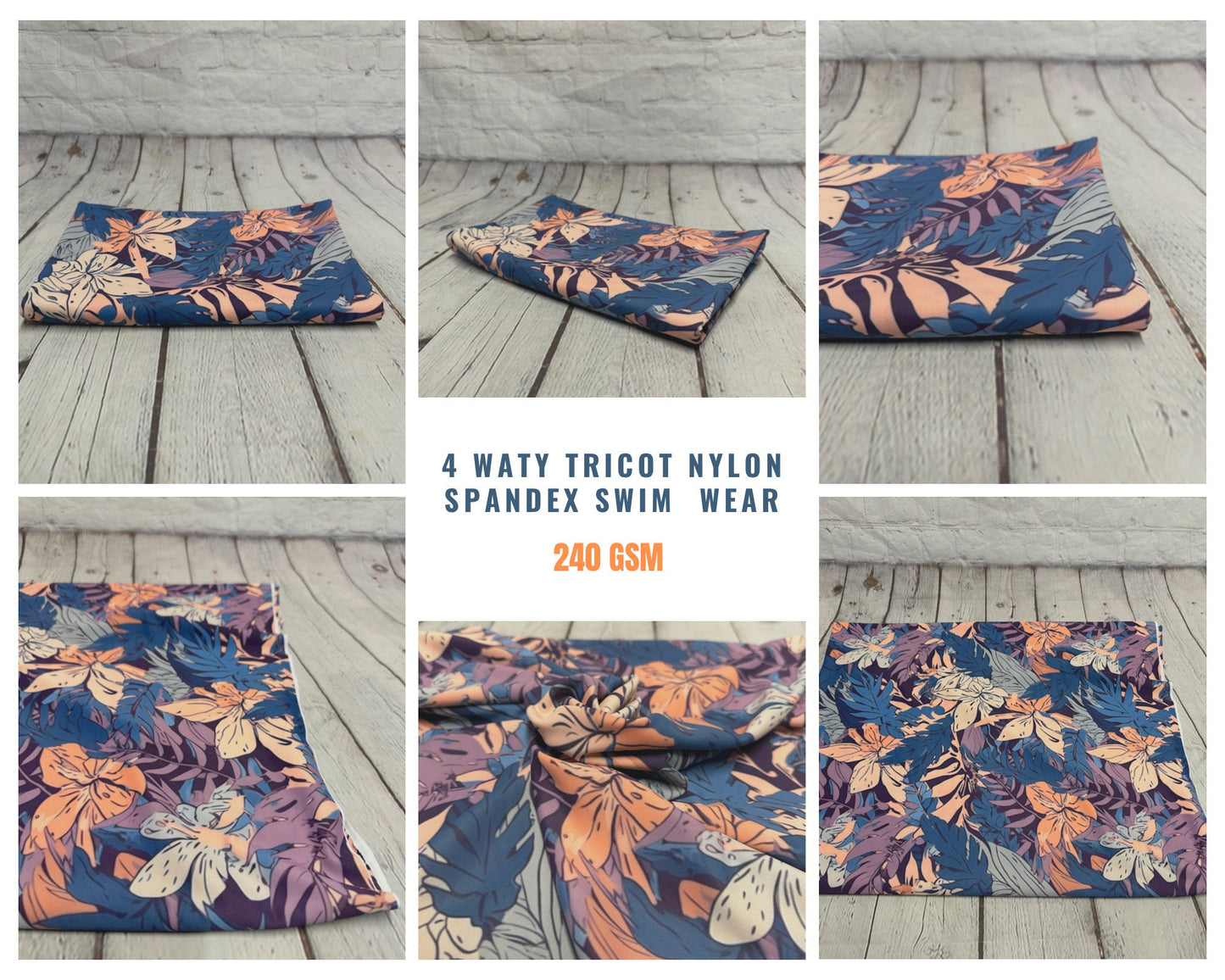 4 Way Stretch Print Nylon Spandex Fabric By The Yard Tricot Swim Wear Bikini Bright Multi Color Leaf Tropical Floral Palm Print