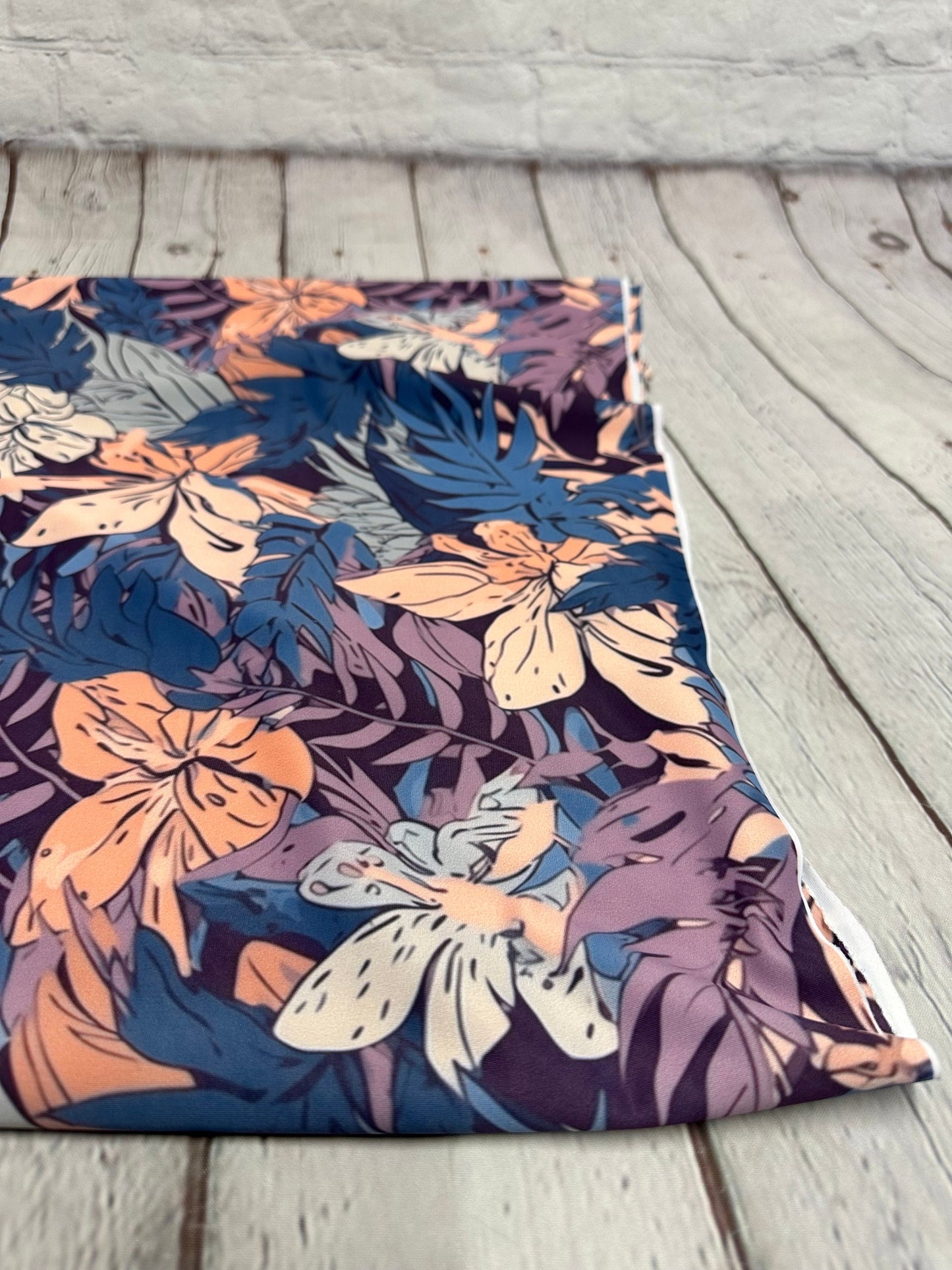 4 Way Stretch Print Nylon Spandex Fabric By The Yard Tricot Swim Wear Bikini Bright Multi Color Leaf Tropical Floral Palm Print