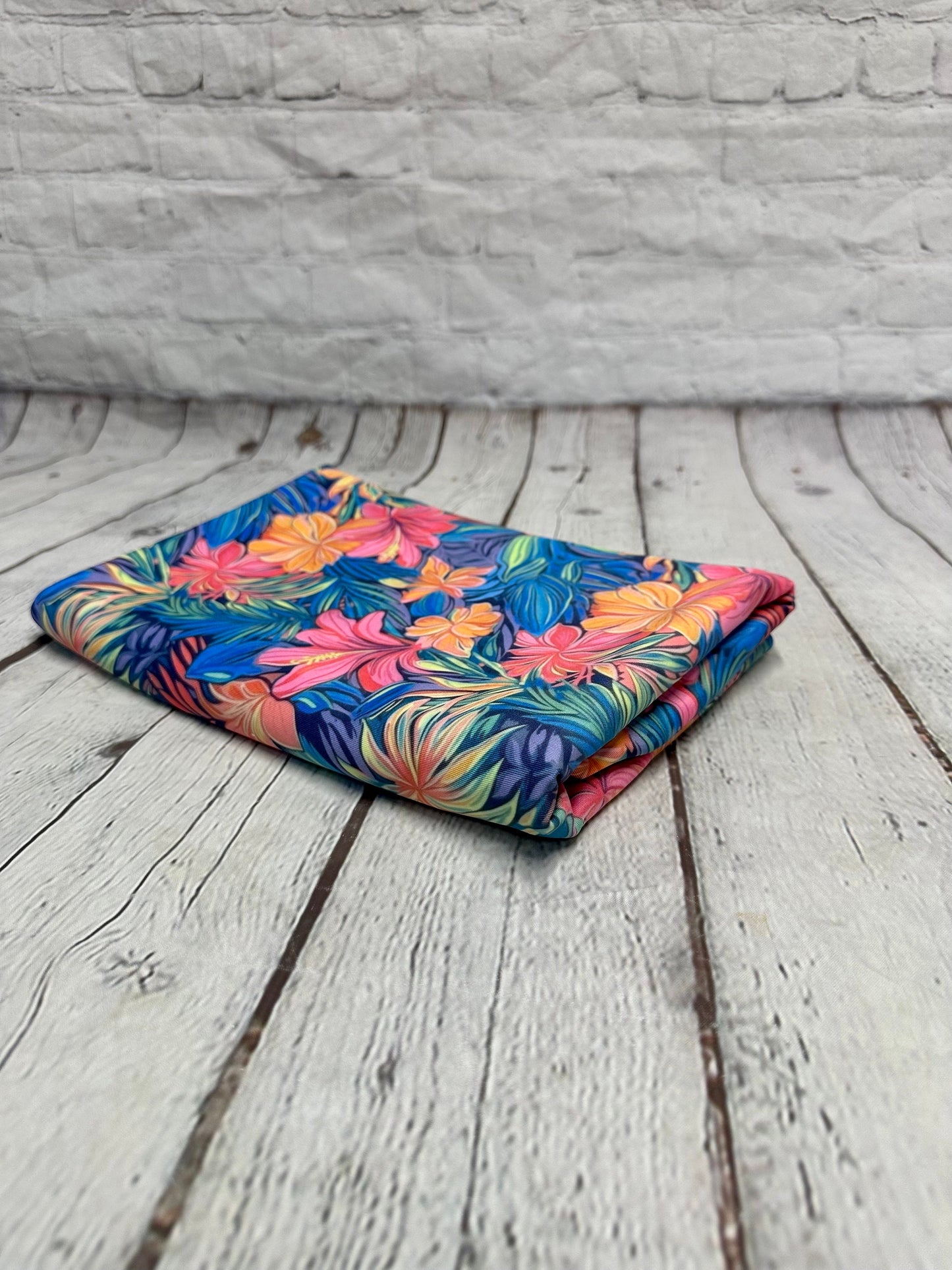 4 Way Stretch Print Spandex Fabric By The Yard Tricot Swim Wear Bikini Bright Neon Tropical Floral