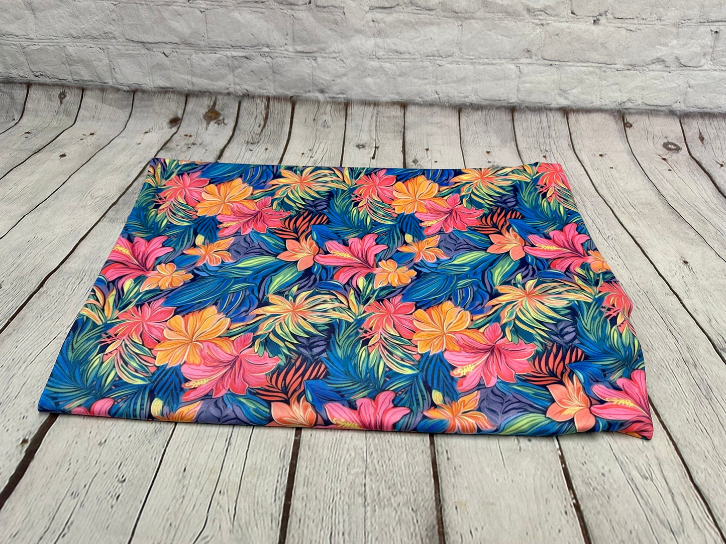 4 Way Stretch Print Spandex Fabric By The Yard Tricot Swim Wear Bikini Bright Neon Tropical Floral