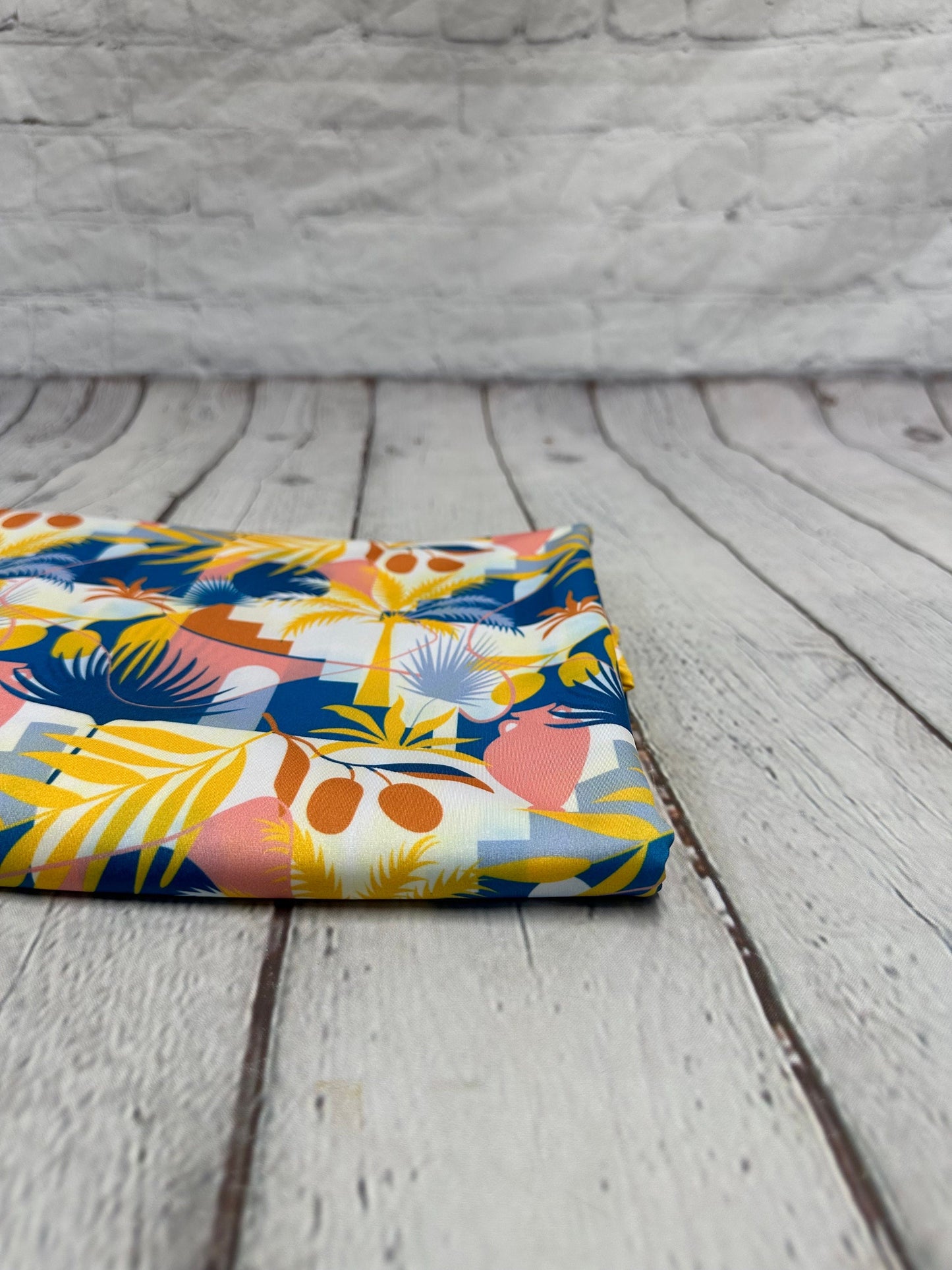4 Way Stretch Print Spandex Fabric By The Yard Tricot Swim Wear Bikini Abstract Shape Fruit Palm Boho 280 GSM