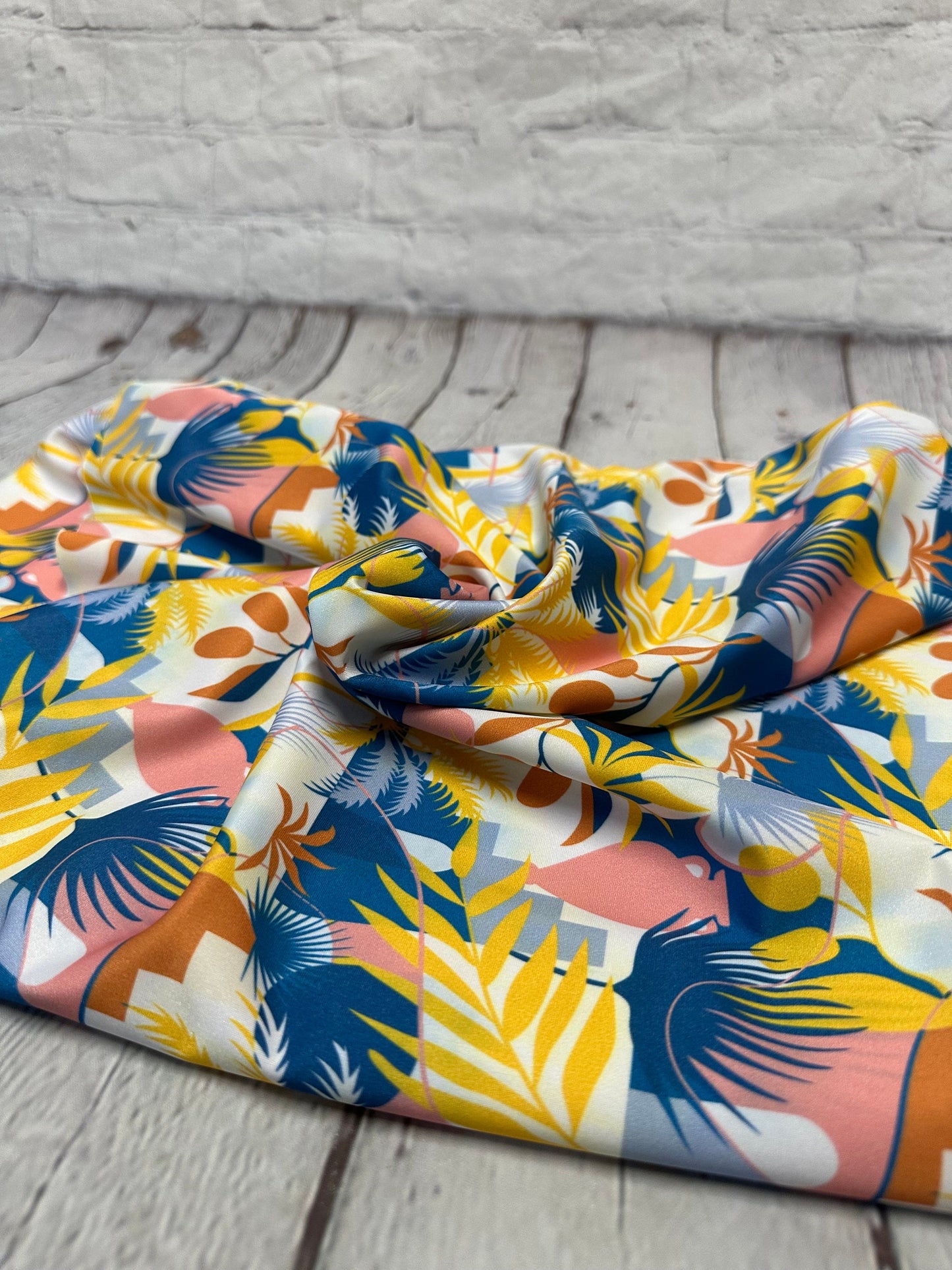 4 Way Stretch Print Spandex Fabric By The Yard Tricot Swim Wear Bikini Abstract Shape Fruit Palm Boho 280 GSM
