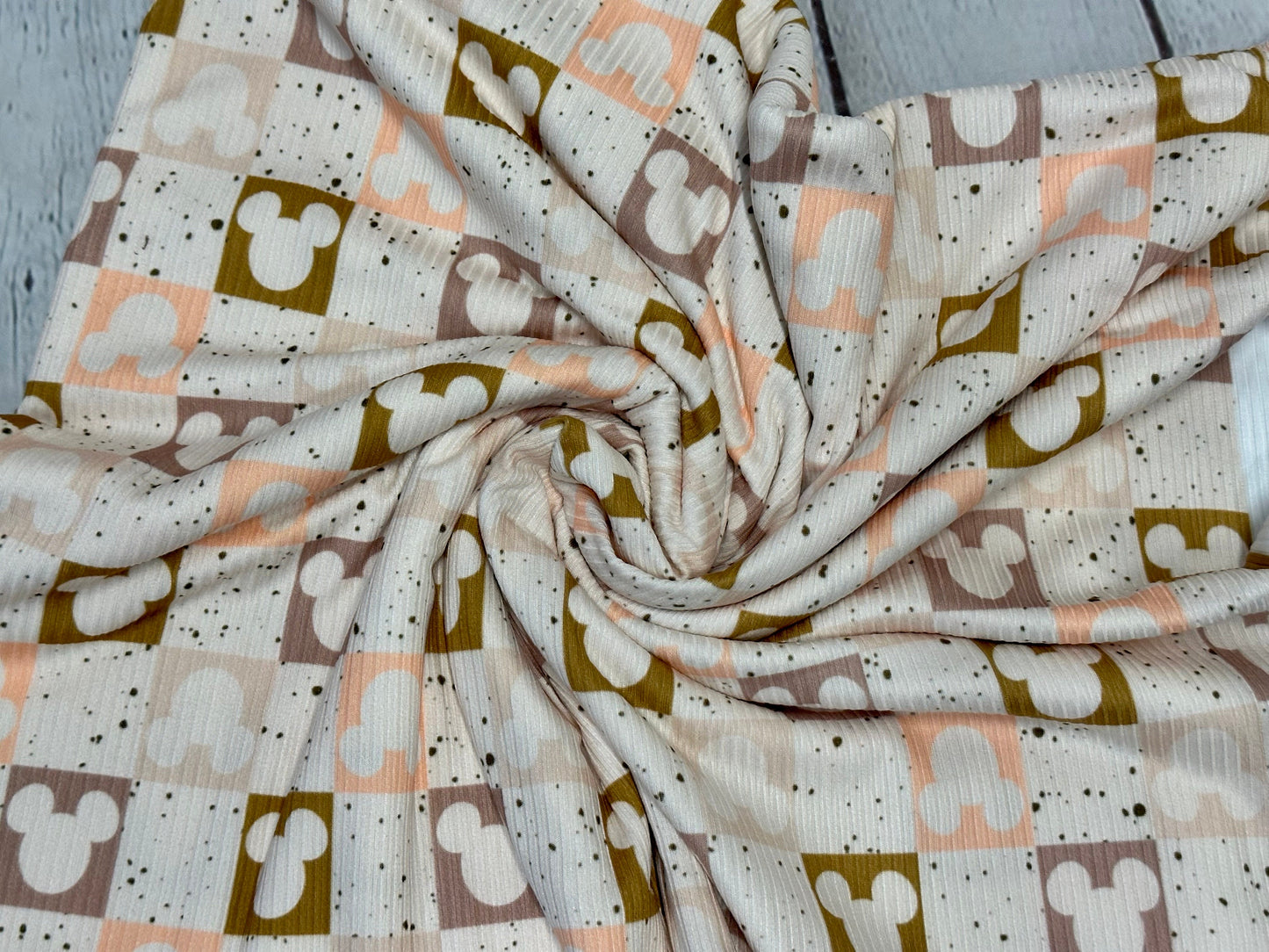 DBP 4x2 Rib Knit Fall Mouse Checks Checkered Spooky Brushed Polyester Spandex Floral Fabric By The Yard