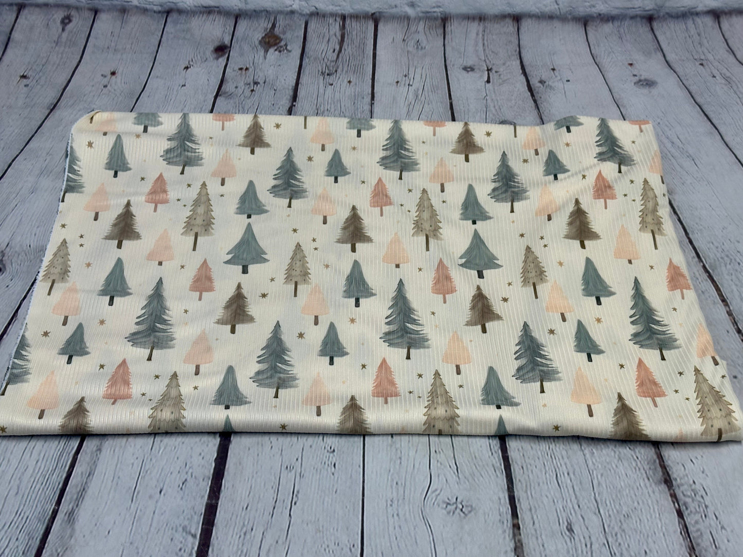 DBP 4x2 Rib Knit Boho Christmas Tree Bread Holiday Xmas Brushed Polyester Spandex Floral Fabric By The Yard
