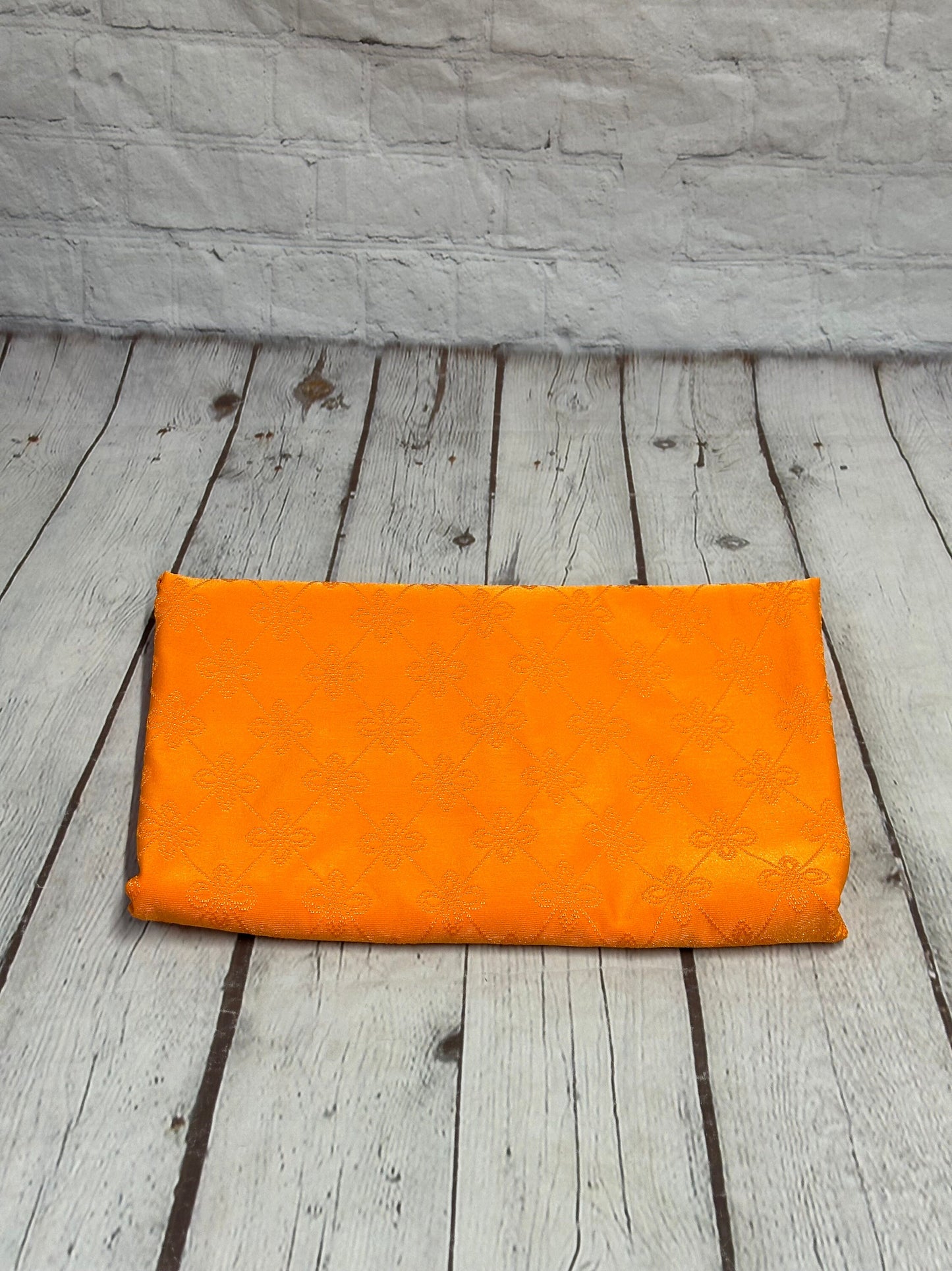 4 Way Stretch Print Nylon Spandex Fabric By The Yard Tricot Swim Wear Bikini Active Wear Embroidered Texture Eyelet Orange embossed