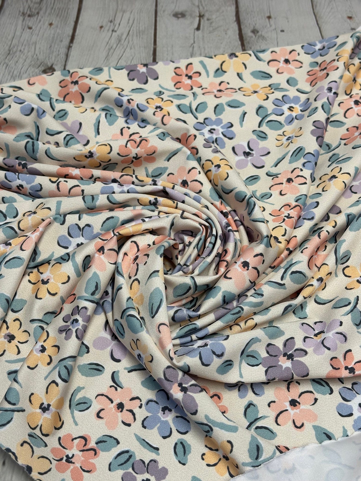 4 Way Stretch Print Spandex Fabric By The Yard Tricot Swim Wear Bikini Multicolor Ditsy Rose Floral Flower 280 GSM