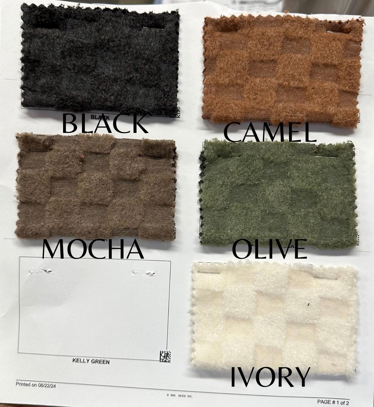 PRE ORDER! 2 Way Stretch Jacquard Texture Knit Raised Checkered Texture Fleece Fabric By The Yard Polyester Rayon Texture Knit