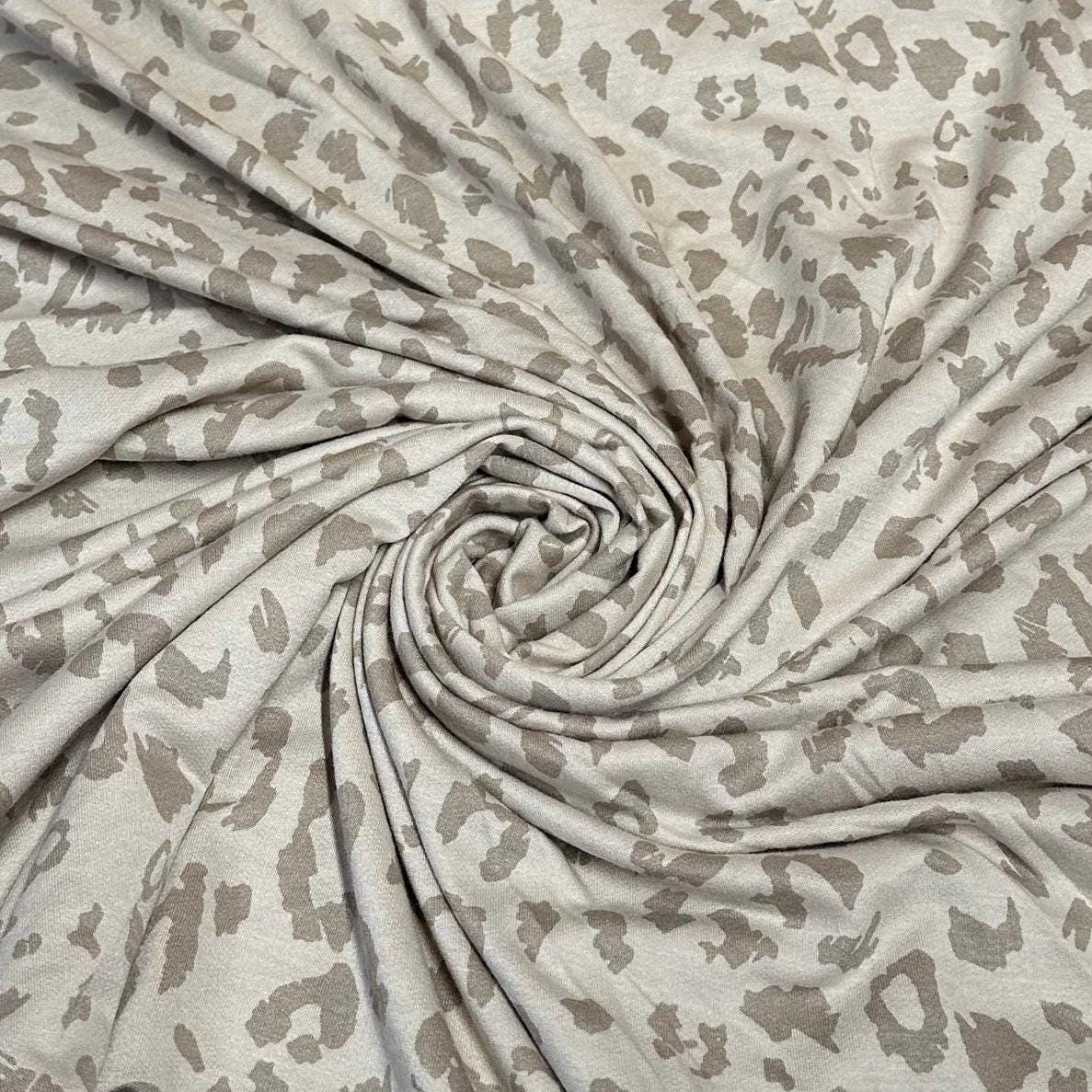 French Terry Spandex 2 Way Stretch Terry Knit Poly Rayon Spandex Leopard Animal Print
