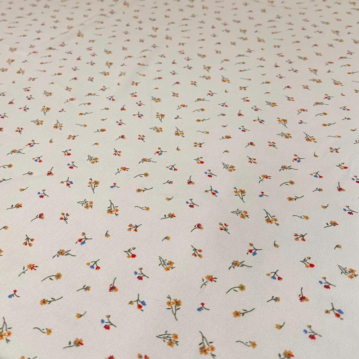 Polyester Wool Dobby Georgette Woven Print Fabric By The Yard Small Mini Multicolor Summer Floral Flower Print