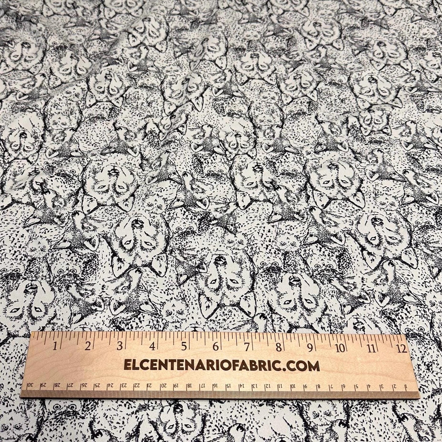 4 Way Stretch Assorted Print Nylon Spandex Fabric By The Yard Tricot Swim Wear Bikini Active Black White Animal Wolf Owl 240 GSM
