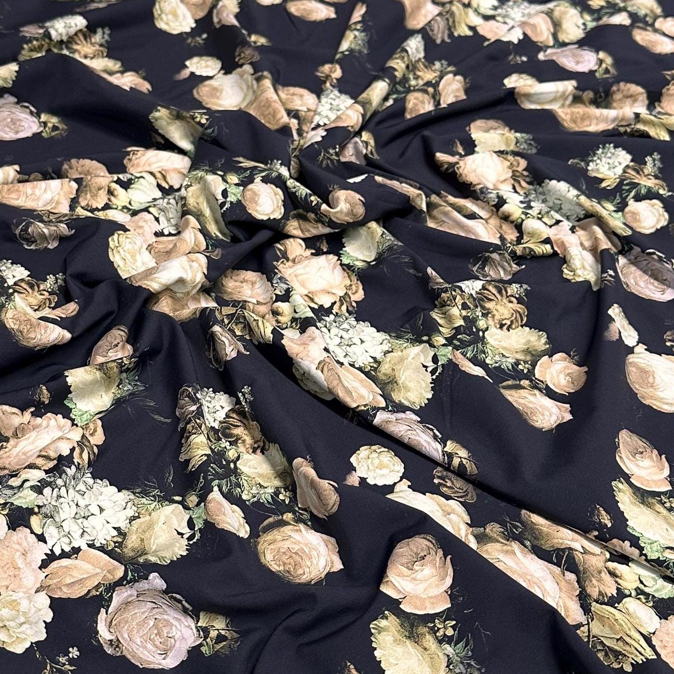 4 Way Stretch Assorted Print Nylon Spandex Fabric By The Yard Tricot Swim Wear Bikini Active Black Nude Flower Floral 240 GSM