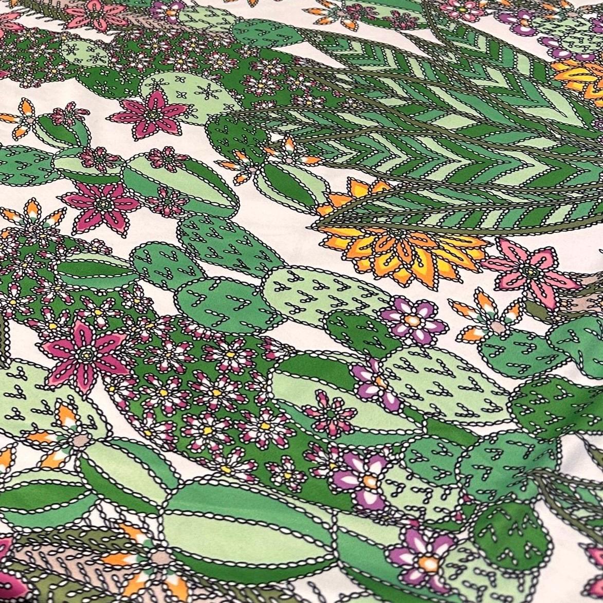 4 Way Stretch Print Nylon Spandex Fabric By The Yard Tricot Swim Wear Bikini Active Wear Cactus Desert Floral Flower