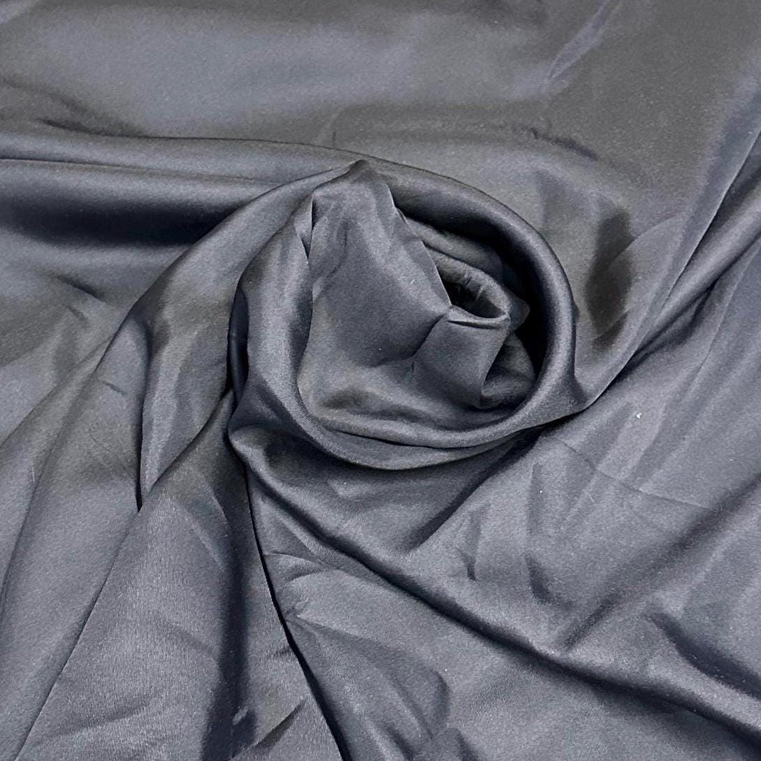 100% Silk Twill Fabric By The Yard Black 52 inch