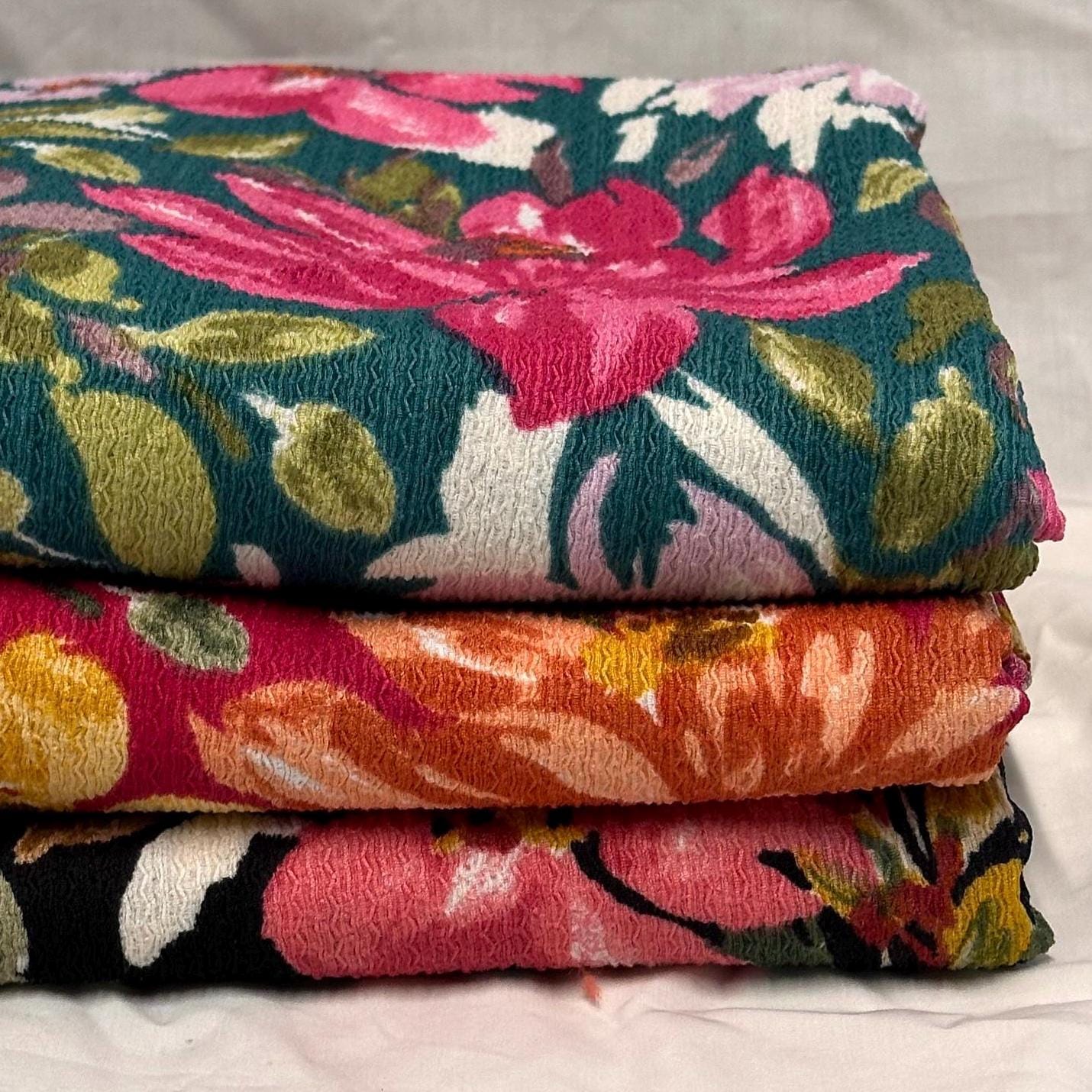 Floral Jacquard Texture Knit Spandex Flower Tropical Fabric By The Yard Bubble Knit Spandex Texture Knit