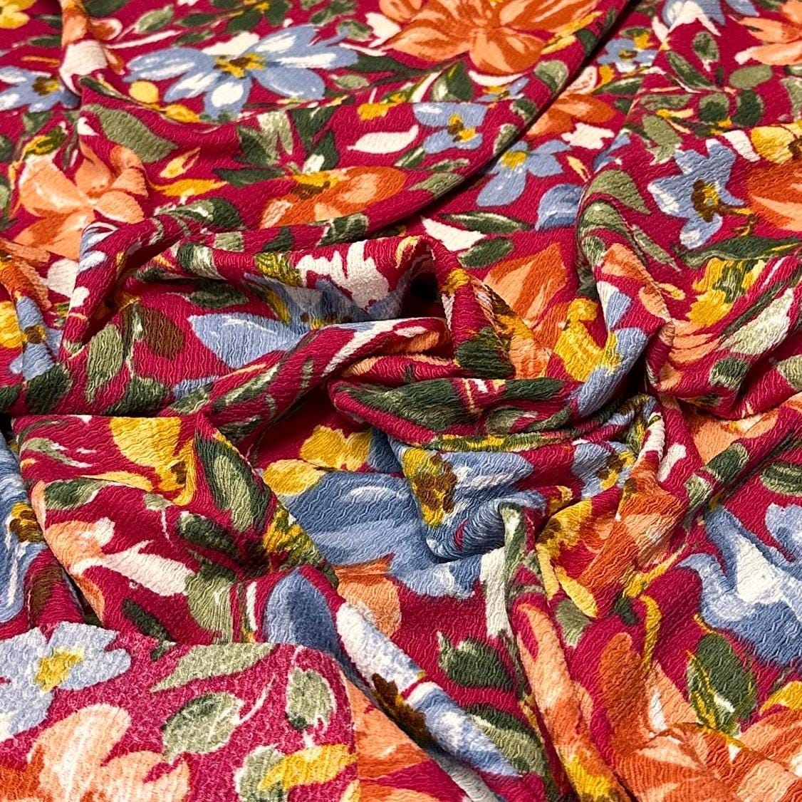 Floral Jacquard Texture Knit Spandex Flower Tropical Fabric By The Yard Bubble Knit Spandex Texture Knit
