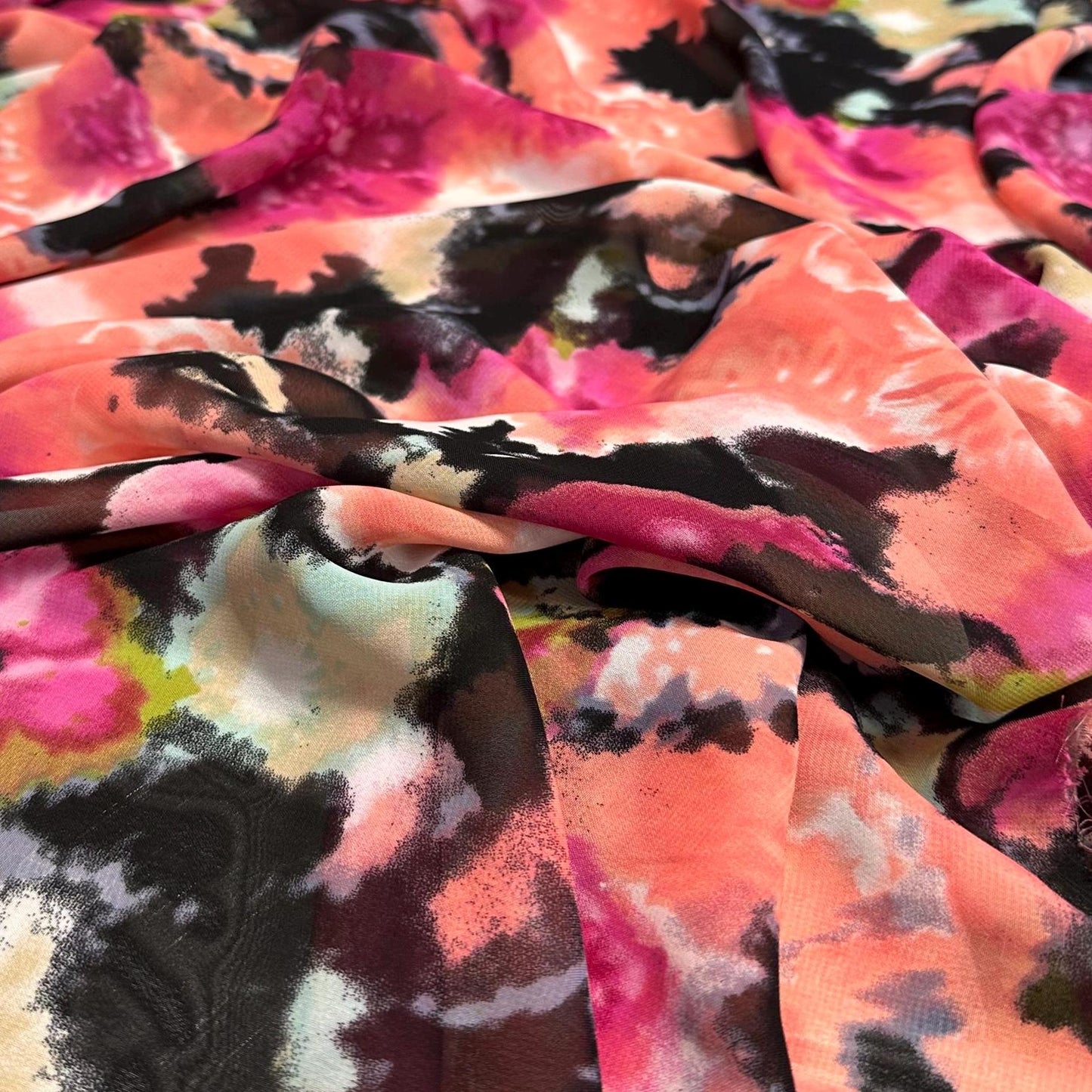 Polyester Chiffon Woven Print Fabric By The Yard Multi color Tie Dye Summer Bright Print Summer Flowy Dress