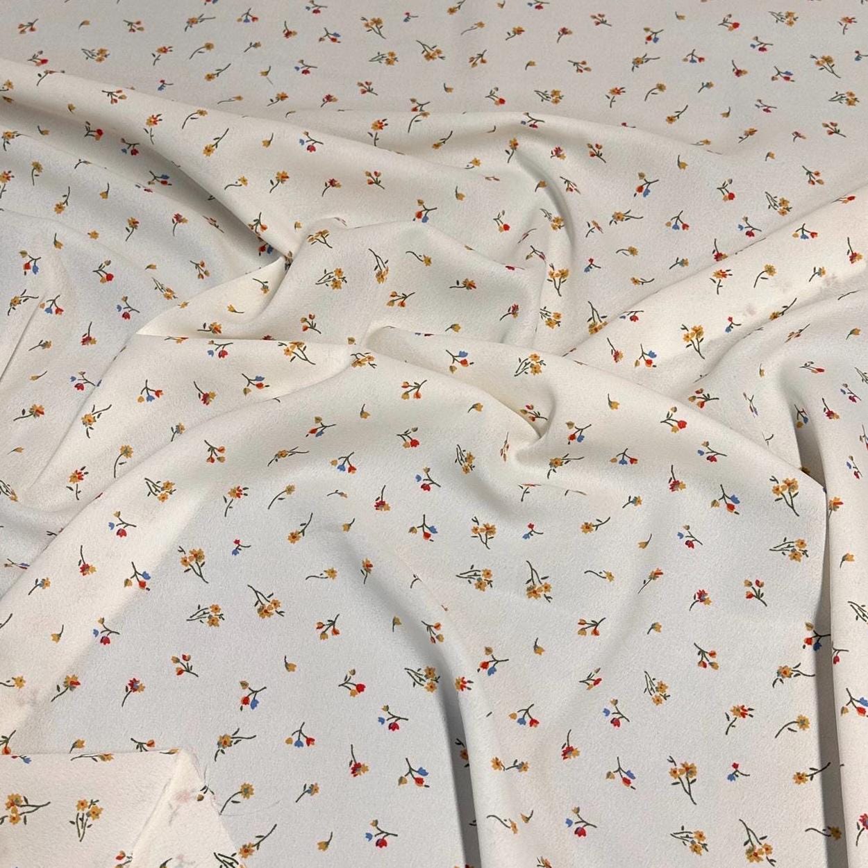 Polyester Wool Dobby Georgette Woven Print Fabric By The Yard Small Mini Multicolor Summer Floral Flower Print