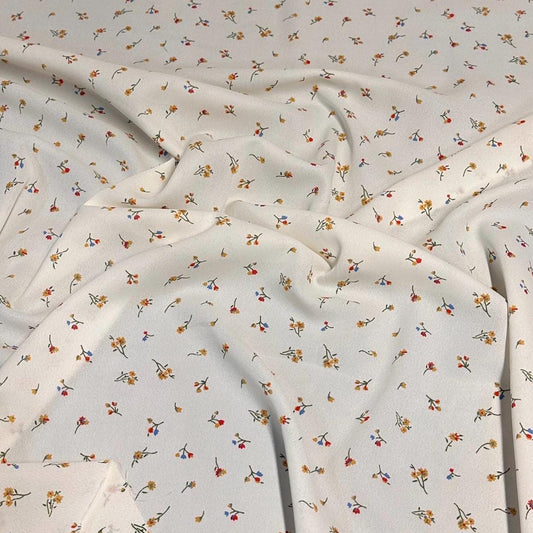 Polyester Wool Dobby Georgette Woven Print Fabric By The Yard Small Mini Multicolor Summer  Floral Flower Print