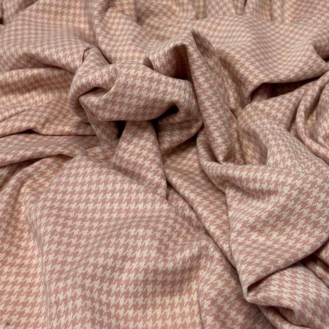 2 Way Stretch Double Knit Houndstooth Polyester Spandex Fabric By The Yard Grey Black