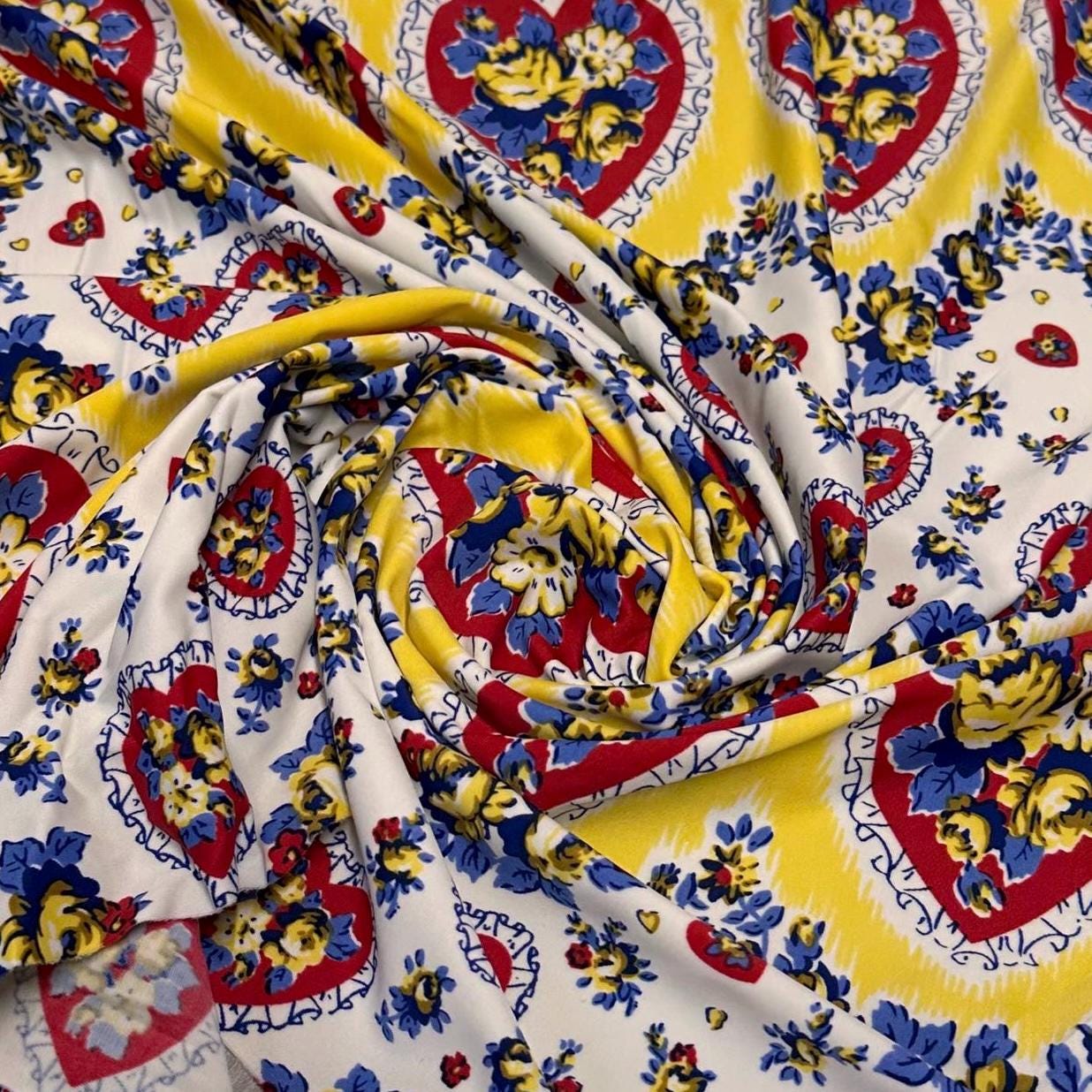 4 Way Stretch Print Nylon Spandex Fabric By The Yard Tricot Swim Wear Bikini Active Wear Flower Stripe Paisley Floral Abstract Yellow