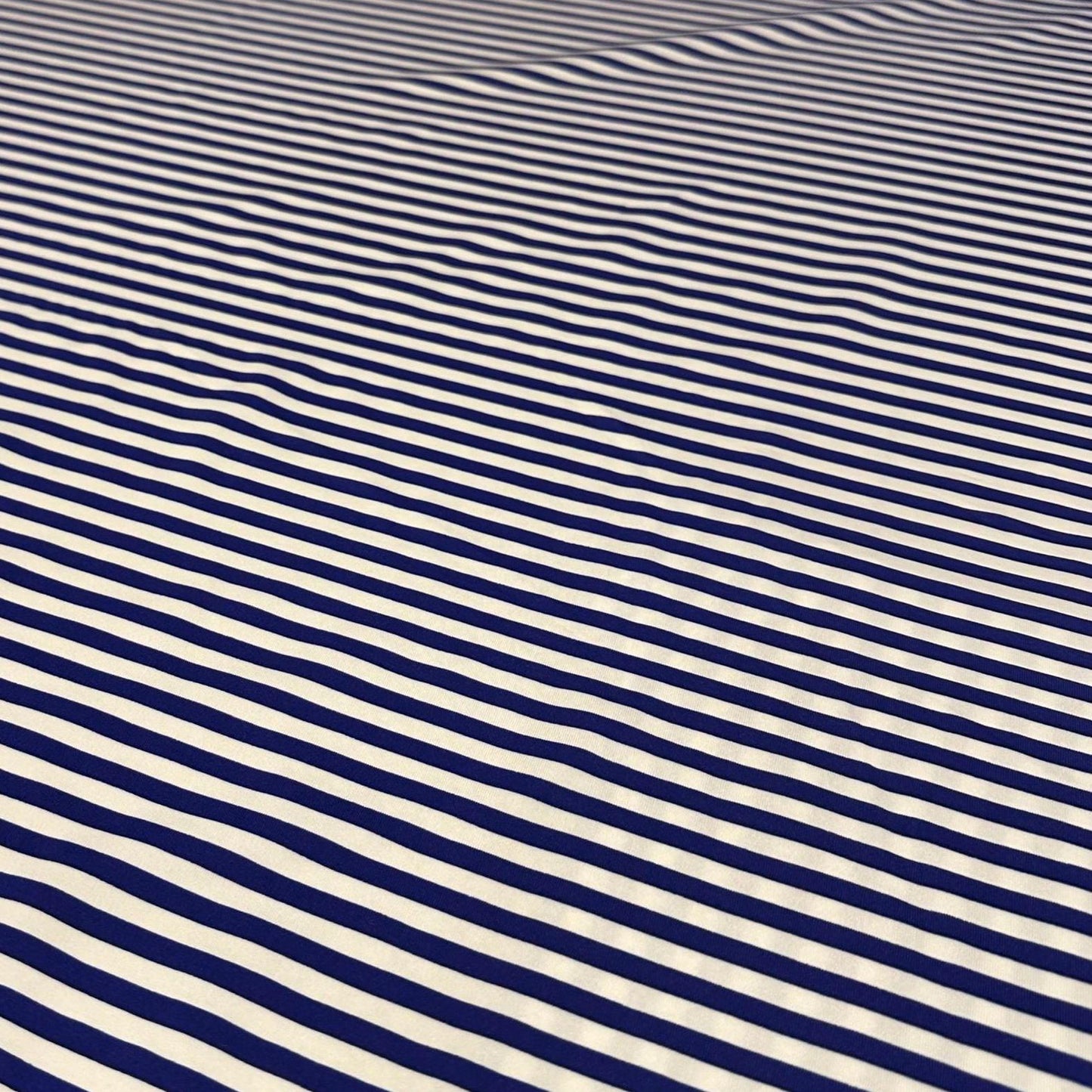 4 Way Stretch Print Nylon Spandex Fabric By The Yard Tricot Swim Wear Bikini Active Wear 1/4 Inch Classic Stripe Royal Blue White