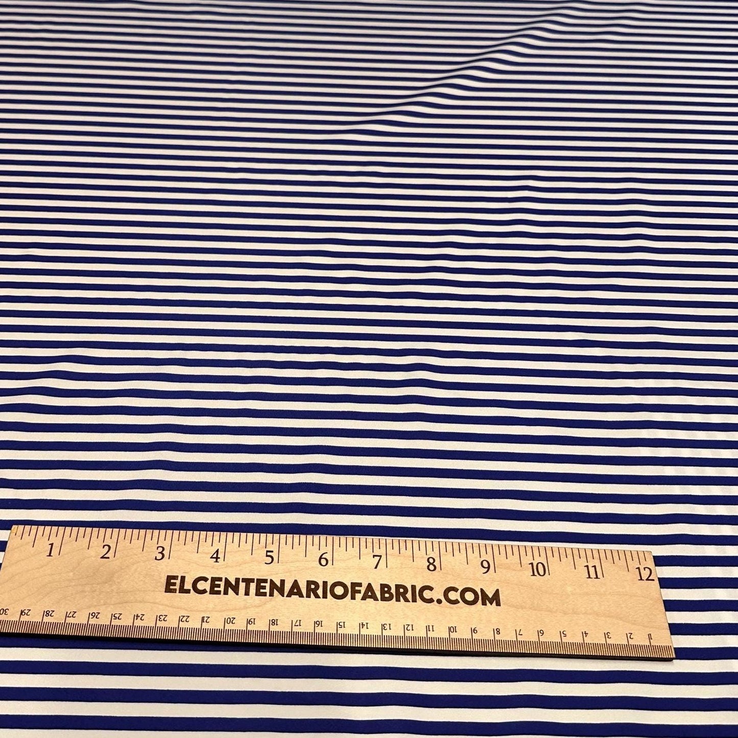 4 Way Stretch Print Nylon Spandex Fabric By The Yard Tricot Swim Wear Bikini Active Wear 1/4 Inch Classic Stripe Royal Blue White