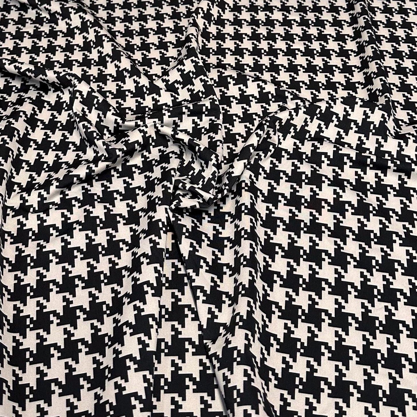4 Way Stretch Print Nylon Spandex Fabric By The Yard Tricot Swim Wear Bikini Active Wear White Black Houndstooth Print