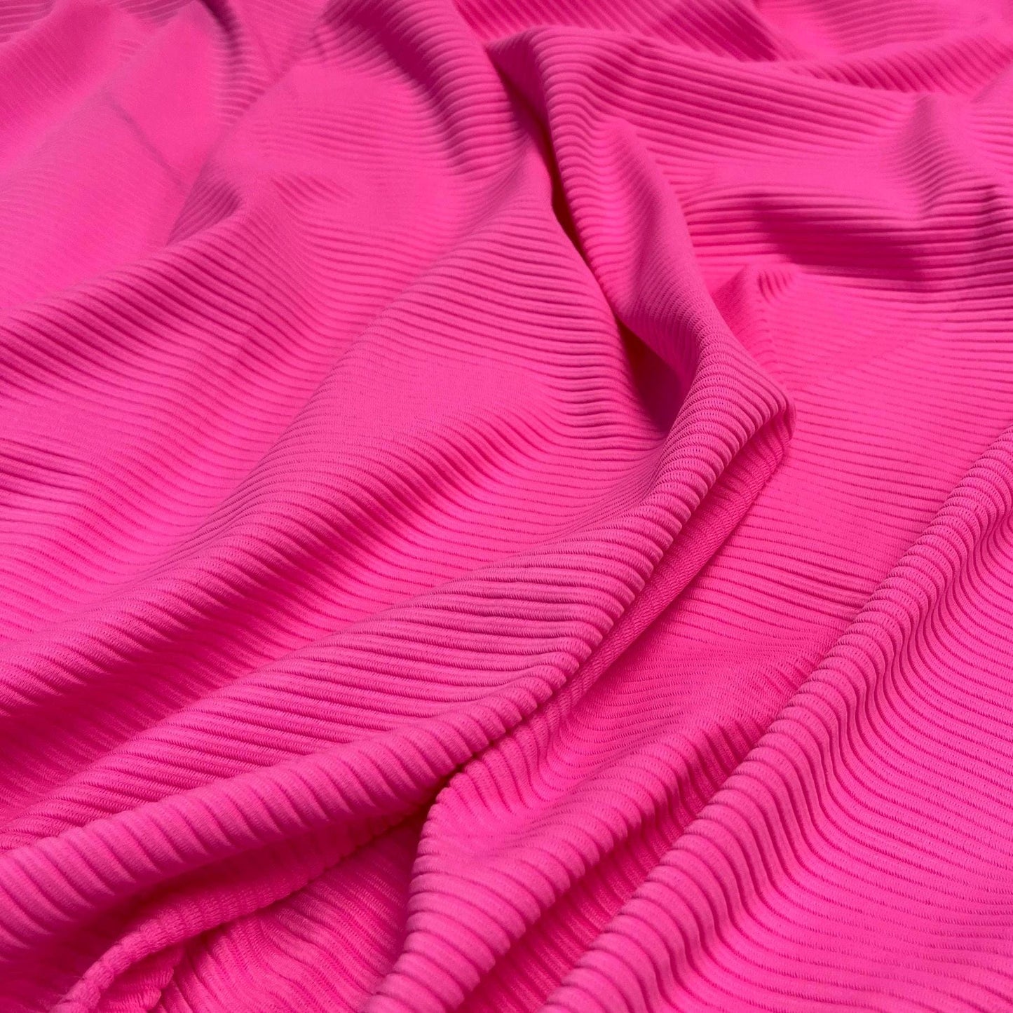 Premium 4-Way Stretch Ribbed Nylon Spandex Fabric for Swimwear Fabric By The Yard Hot Pink