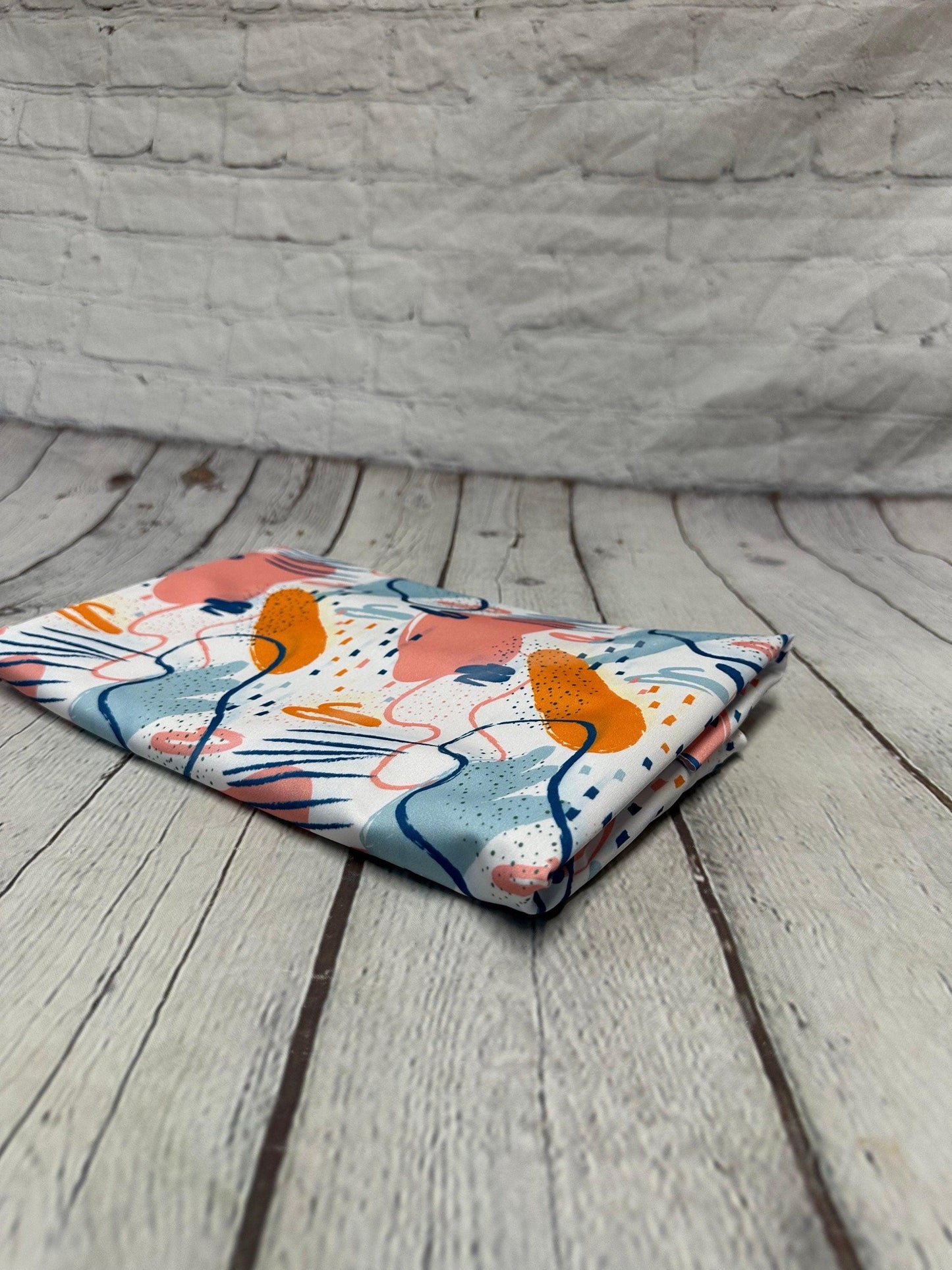 4 Way Stretch Print Spandex Fabric By The Yard Tricot Swim Wear Bikini Abstract Shape Geometric Sage Coral Boho 280 GSM
