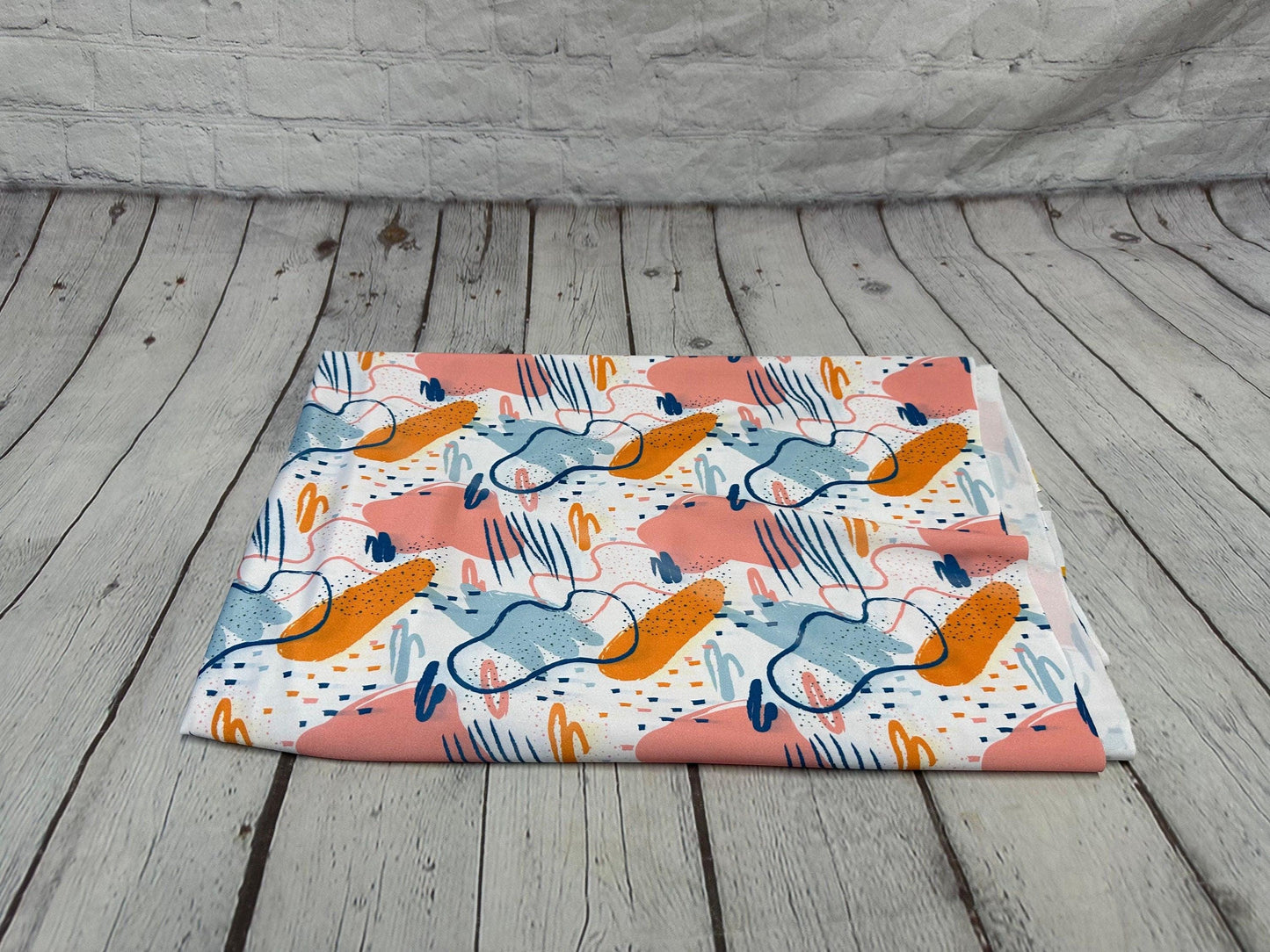 4 Way Stretch Print Spandex Fabric By The Yard Tricot Swim Wear Bikini Abstract Shape Geometric Sage Coral Boho 280 GSM