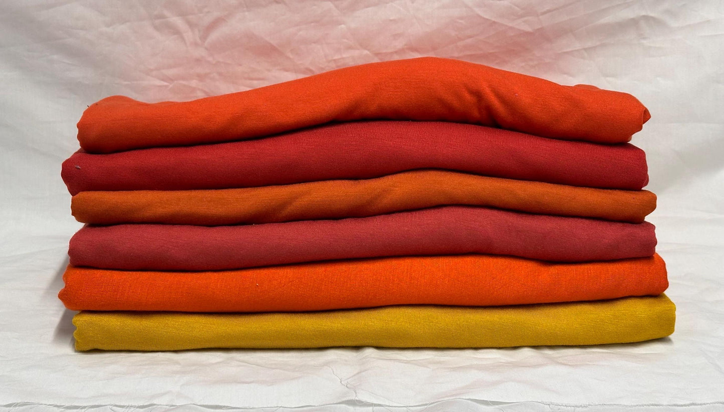 New Colors! 4-Way Stretch Bamboo Fabric| Soft Bamboo Spandex | Fabric By The Yard | For Dresses, Cardigans and Blouses | Orange Rust Color