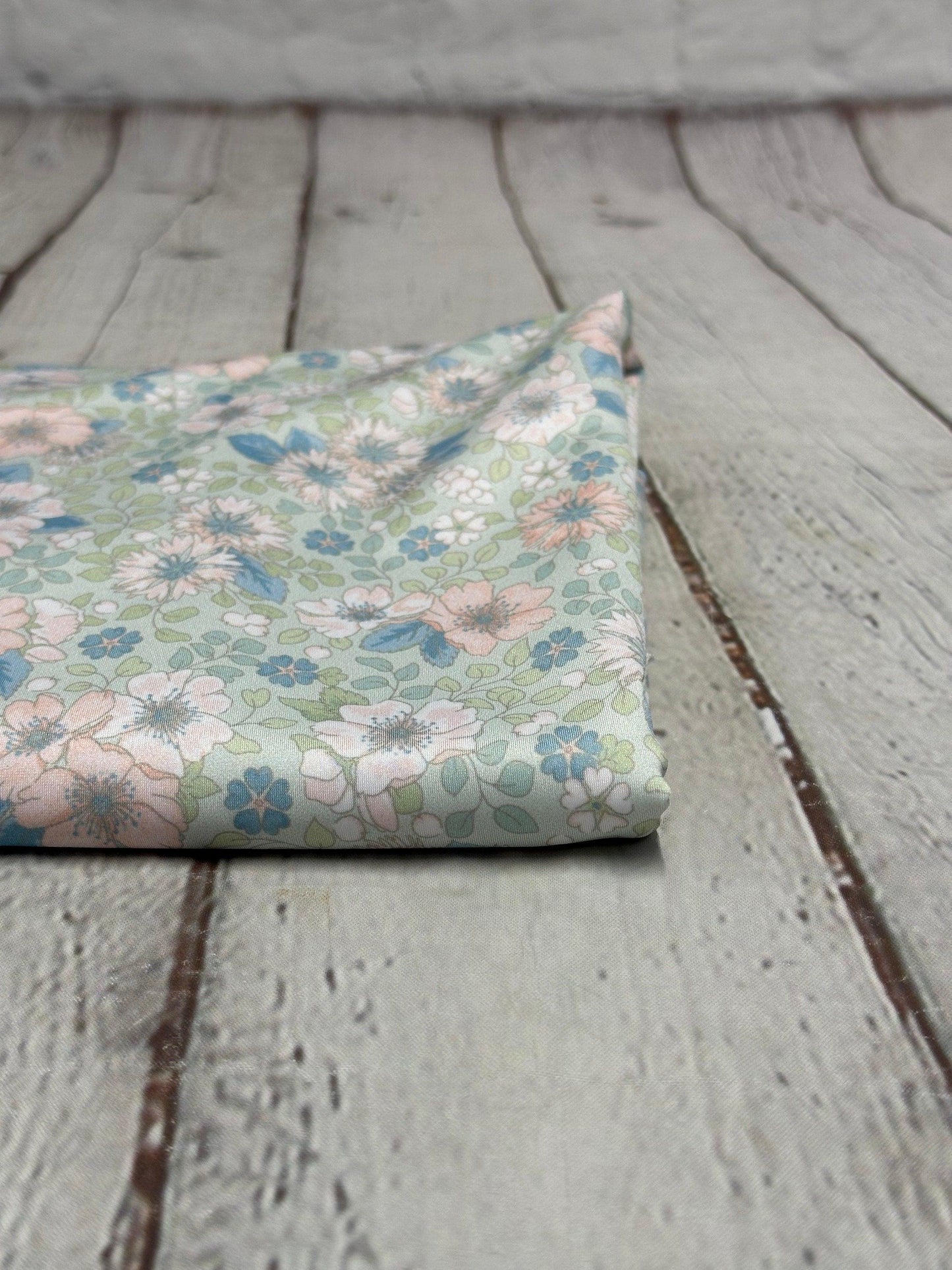 4 Way Stretch Tricot Print Spandex Fabric By The Yard Tricot Swim Wear Bikini Soft Pastel Small Ditsy Flower Foral Sage Rose Daisy