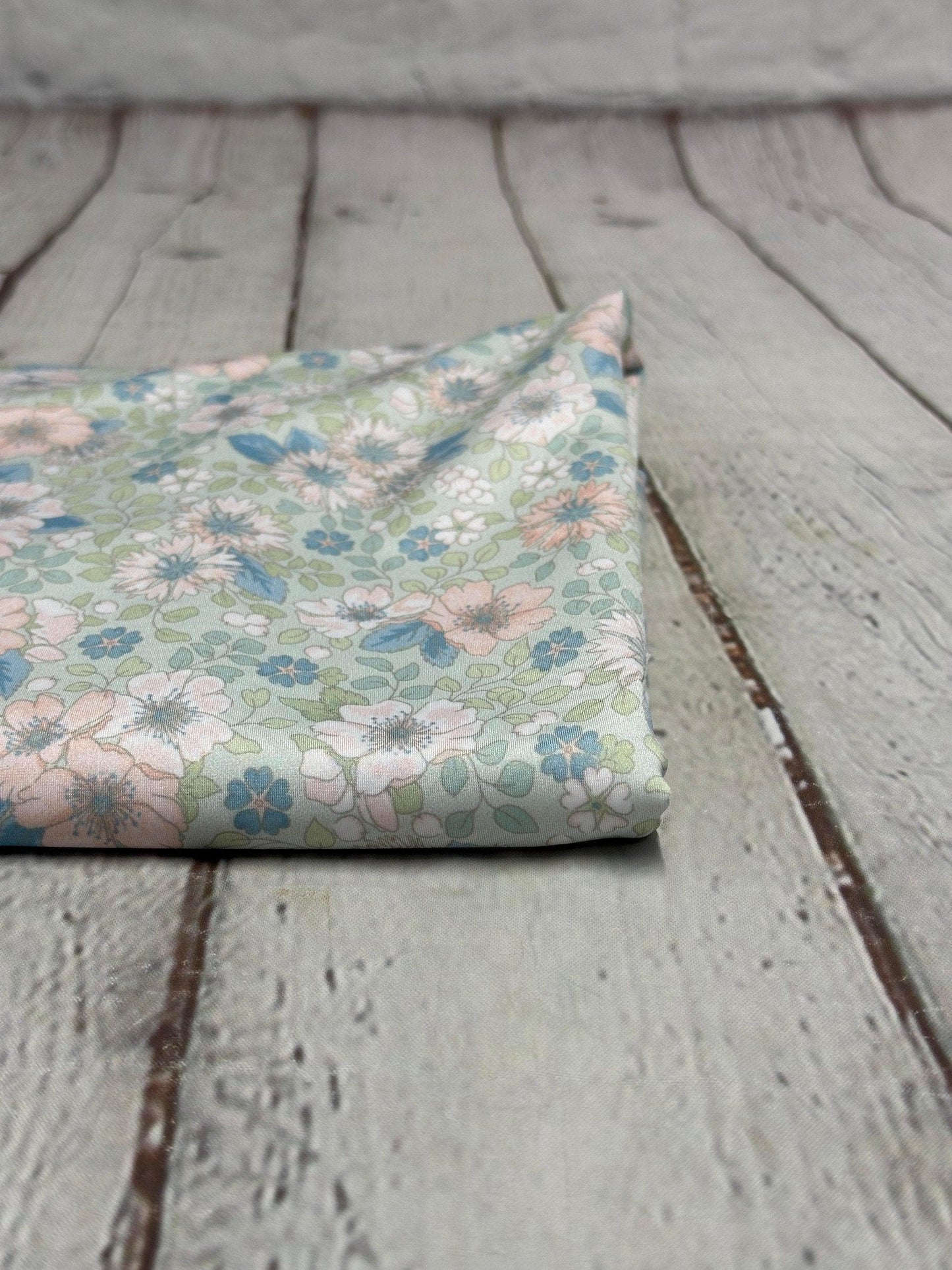 4 Way Stretch Tricot Print Spandex Fabric By The Yard Tricot Swim Wear Bikini Soft Pastel Small Ditsy Flower Foral Sage Rose Daisy