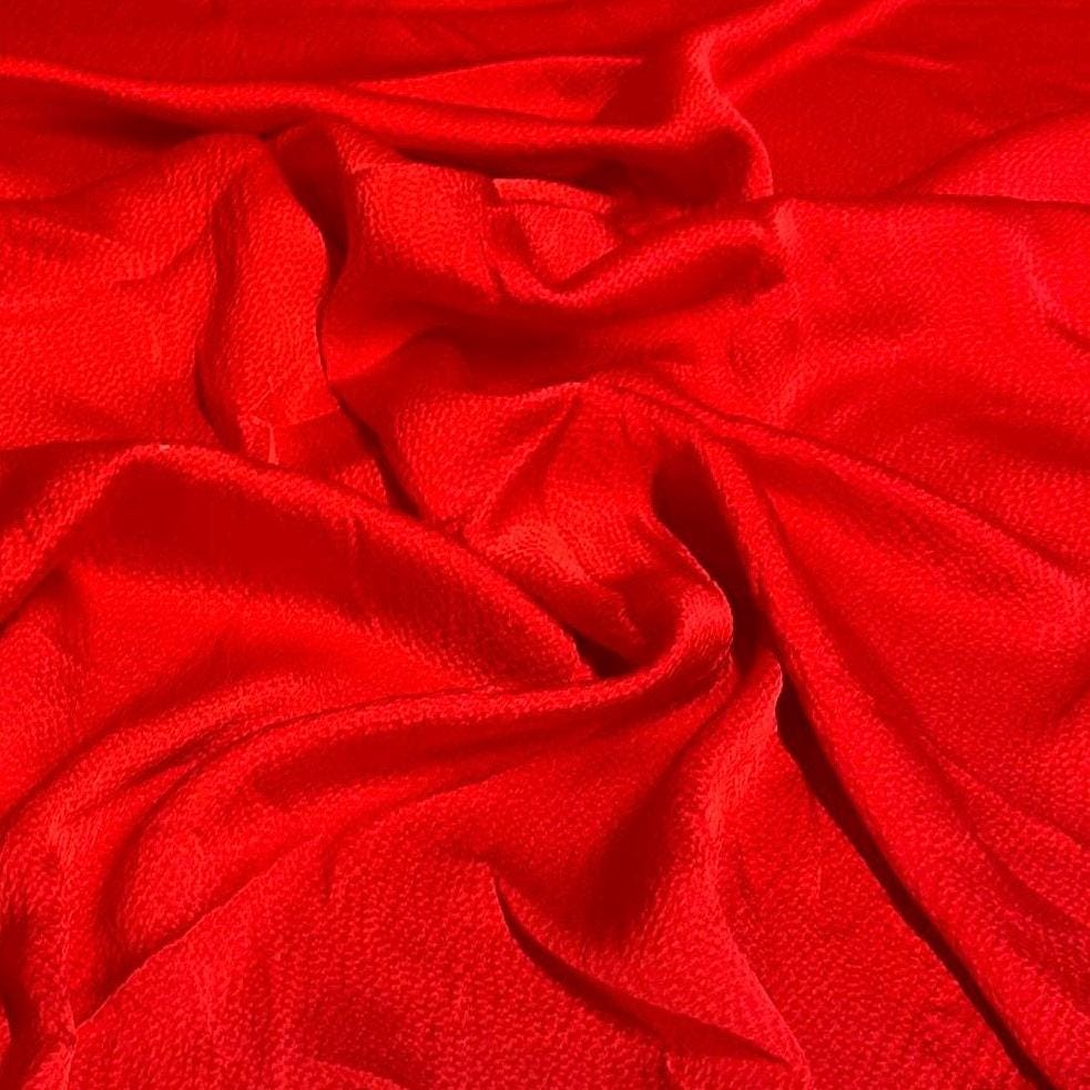 100% Silk Hammered Silk Charmeuse Solid Silk Fabric By The Yard Red 52 inch