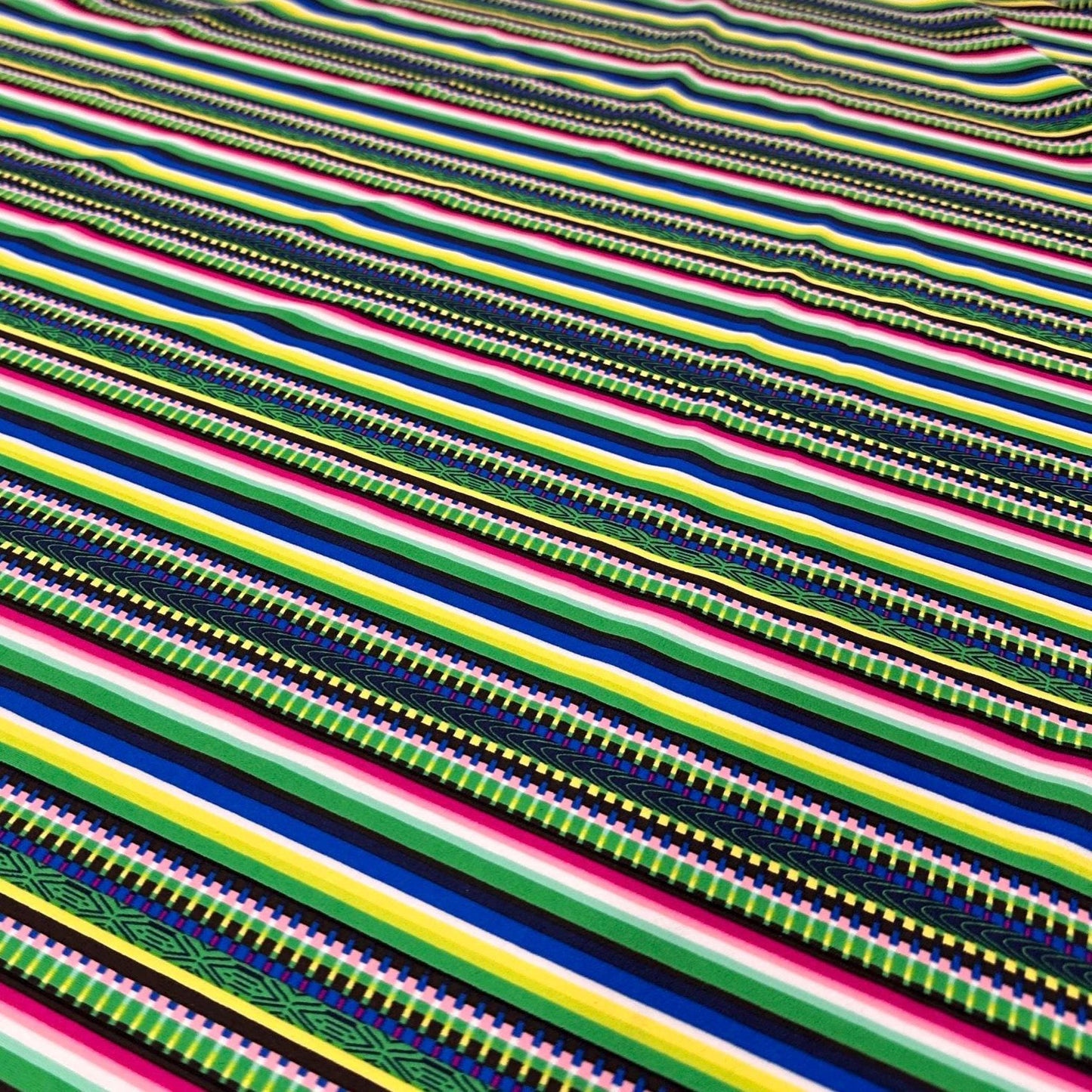 4 Way Stretch Print Nylon Spandex Fabric By The Yard Tricot Swim Wear Bikini Active Wear Multi Color Stripe Geometric Green Blue Rustic