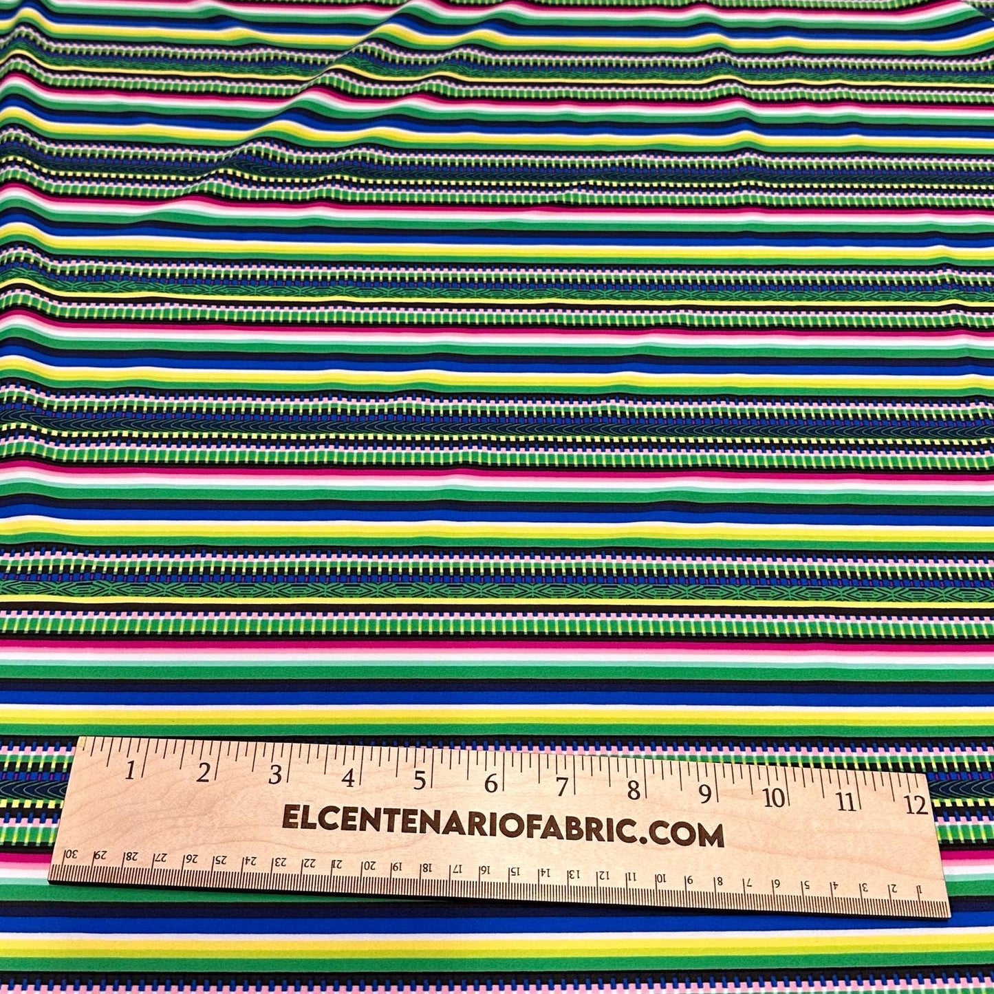4 Way Stretch Print Nylon Spandex Fabric By The Yard Tricot Swim Wear Bikini Active Wear Multi Color Stripe Geometric Green Blue Rustic