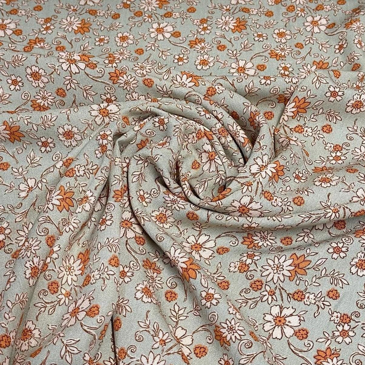 Rayon Challis Crinkled Woven Print Fabric By The Yard Small Mini Summer Floral Print