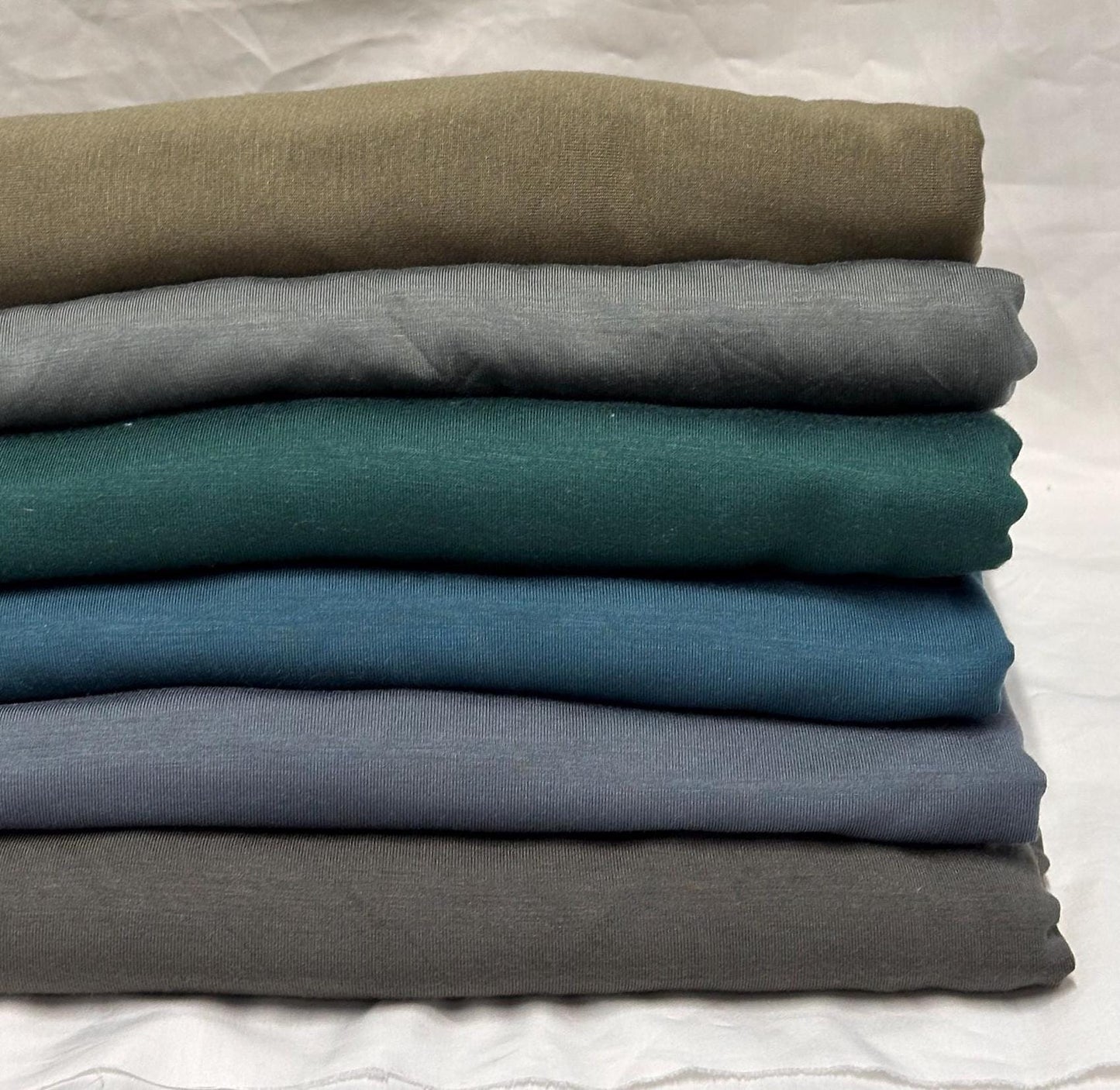 New Colors! 4-Way Stretch Bamboo Fabric| Soft Bamboo Spandex | Fabric By The Yard | For Dresses, Cardigans and Blouses | Olive Green Color
