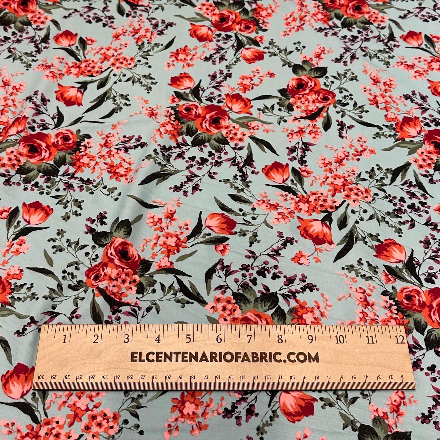 4 Way Stretch Print Nylon Spandex Fabric By The Yard Tricot Swim Wear Bikini Active Wear Rose Floral Carnation Soft Blue Red Flower