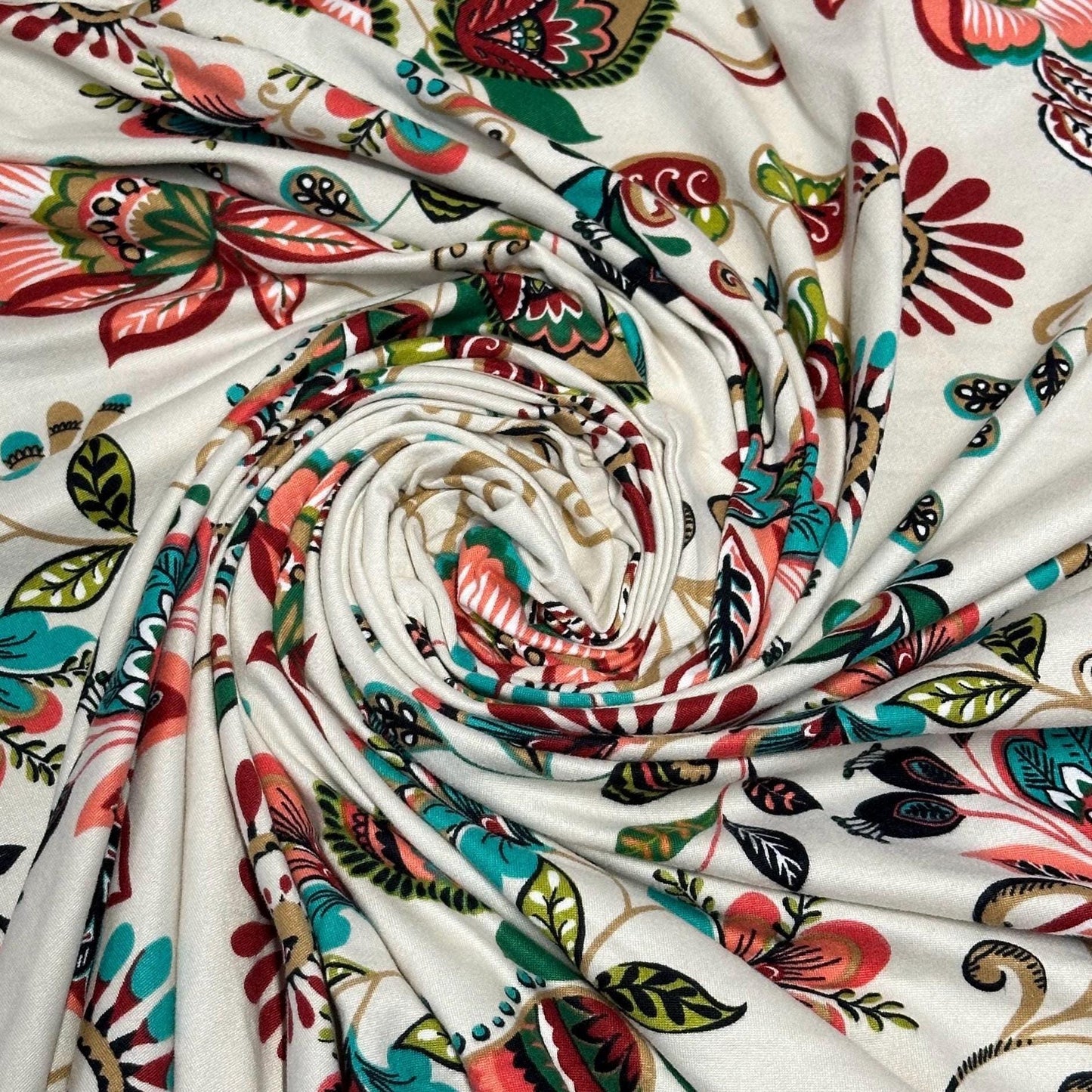 DBP Double Brushed Poly Spandex Print Ditsy Flower Vintage Floral Paisley Print By The Yard Mulicolor