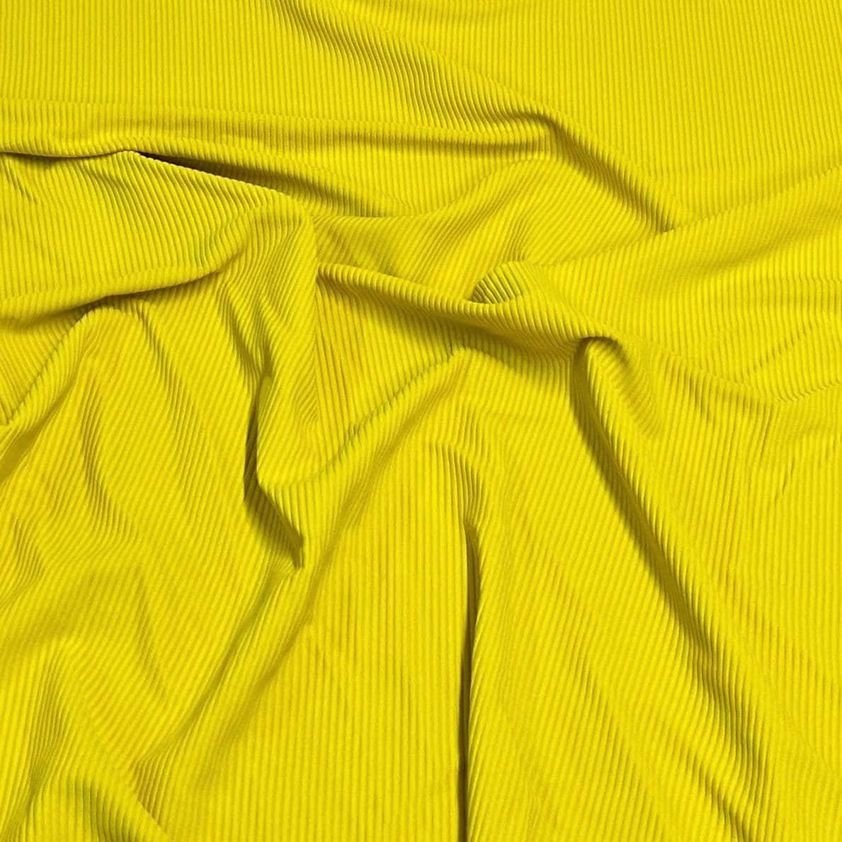 Premium 4-Way Stretch Ribbed Nylon Spandex Fabric for Swimwear Fabric By The Yard Mustard