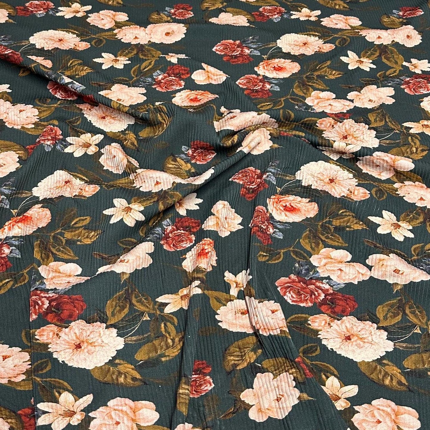 4 Way Stretch Assorted Print Nylon Spandex Fabric By The Yard Tricot Swim Wear Bikini Active Teal Floral Flower Rib Knit