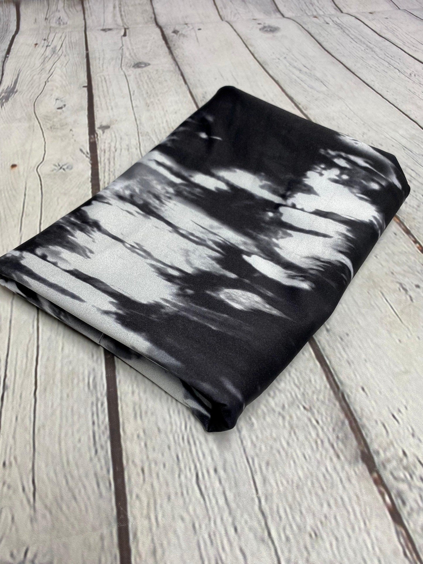 4 Way Stretch Print Nylon Spandex Fabric By The Yard Tricot Swim Wear Bikini Active Wear Space Acid Wash Tie Dye Black White Print 280 GSM