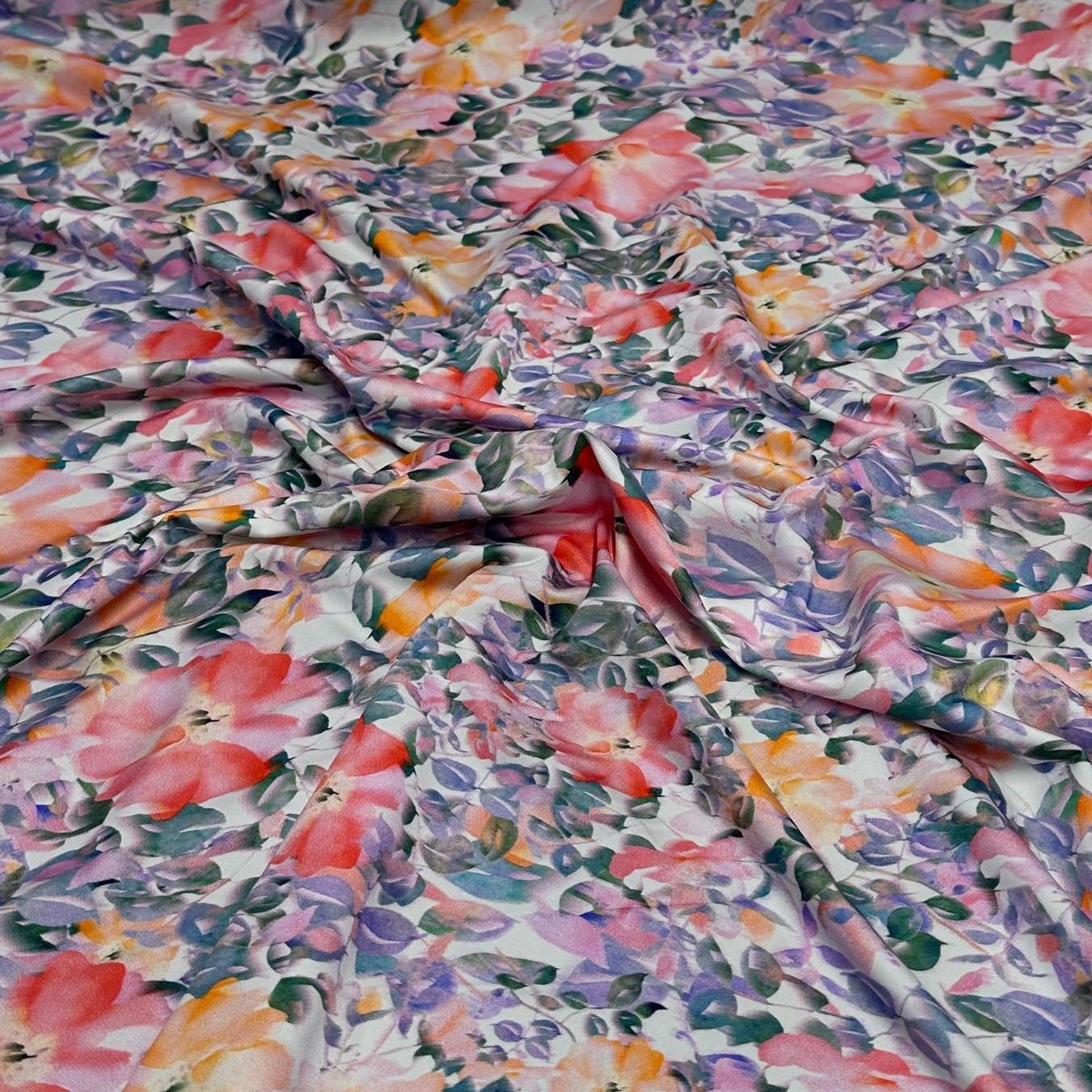 4 Way Stretch Print Nylon Spandex Fabric By The Yard Tricot SwimWear Bikini Active Wear Multi color MiniTropical Flower Floral Print 280 GSM