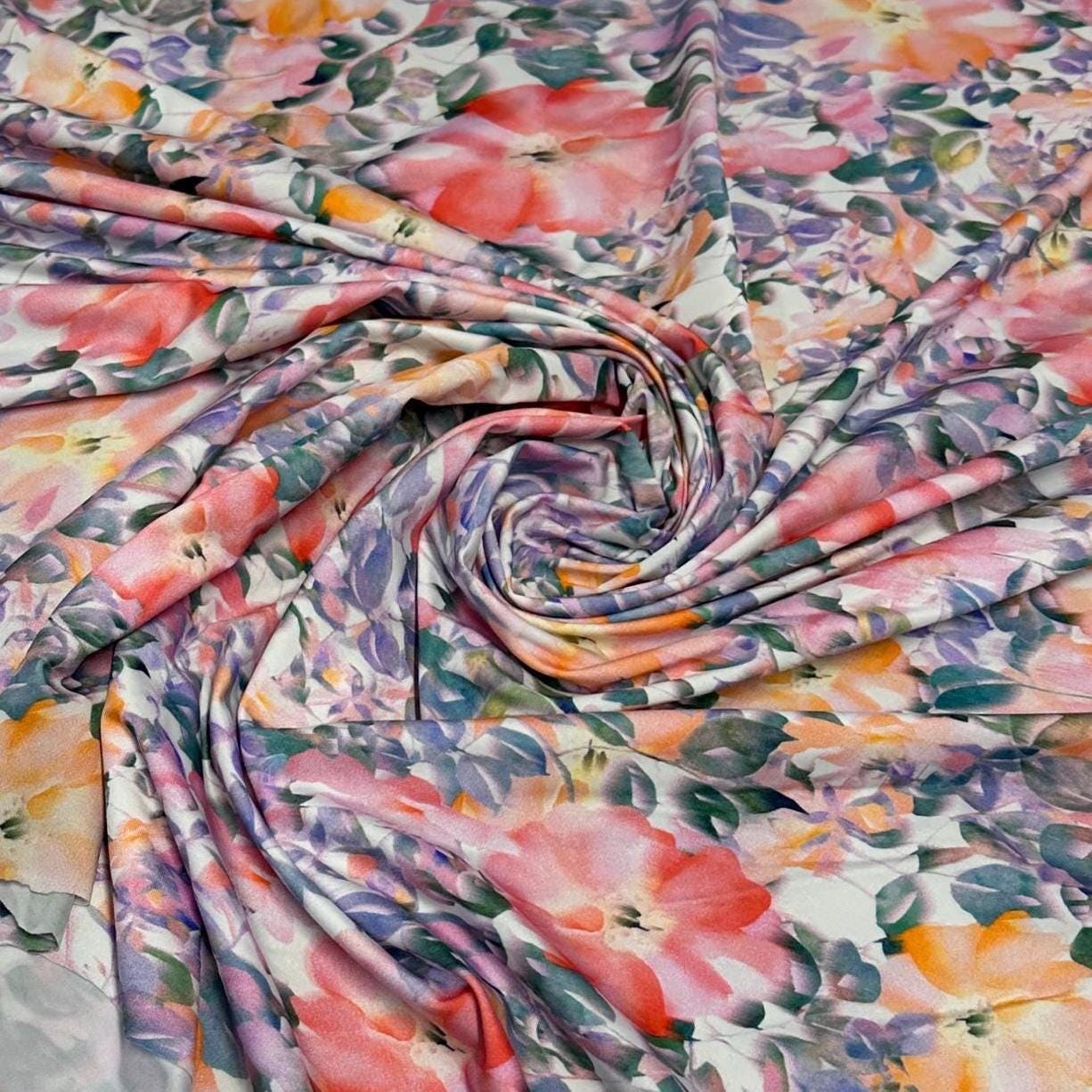 4 Way Stretch Print Nylon Spandex Fabric By The Yard Tricot SwimWear Bikini Active Wear Multi color MiniTropical Flower Floral Print 280 GSM