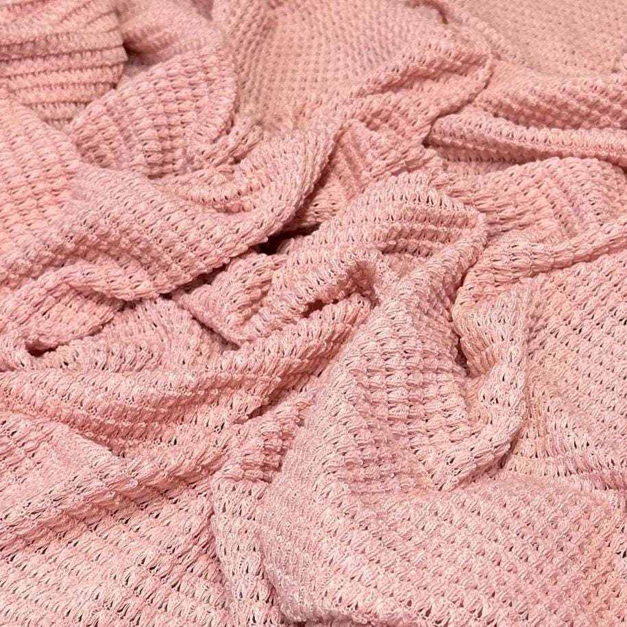 Open Weave Chunky Waffle Sweater Knit Fabric By The Yard | 250GSM Pastel #1