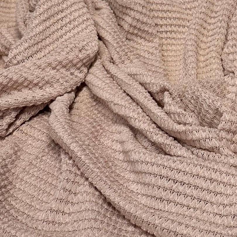 Open Weave Chunky Waffle Sweater Knit Fabric By The Yard | 250GSM Pastel #1