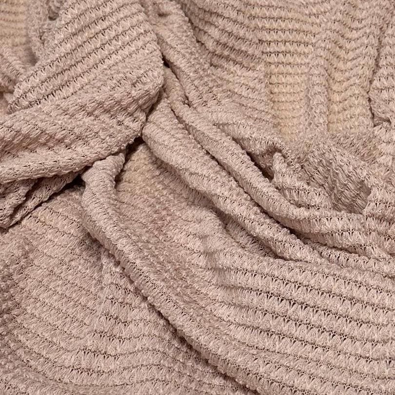 Open Weave Chunky Waffle Sweater Knit Fabric By The Yard | 250GSM Pastel #1